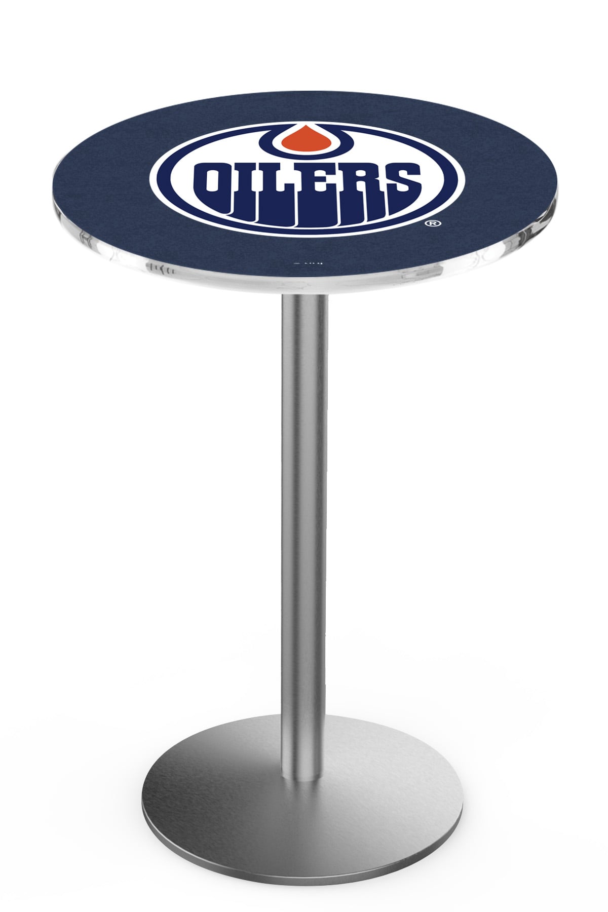 L214 Edmonton Oilers 36" Tall - 36" Top Pub Table with Stainless Finish