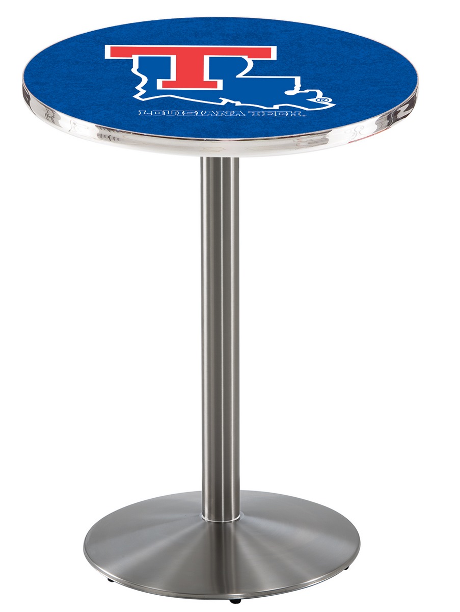 L214 Louisiana Tech University 36" Tall - 36" Top Pub Table with Stainless Finish