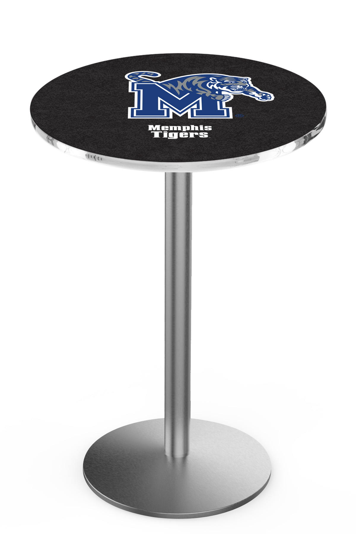 L214 University of Memphis 36" Tall - 36" Top Pub Table with Stainless Finish
