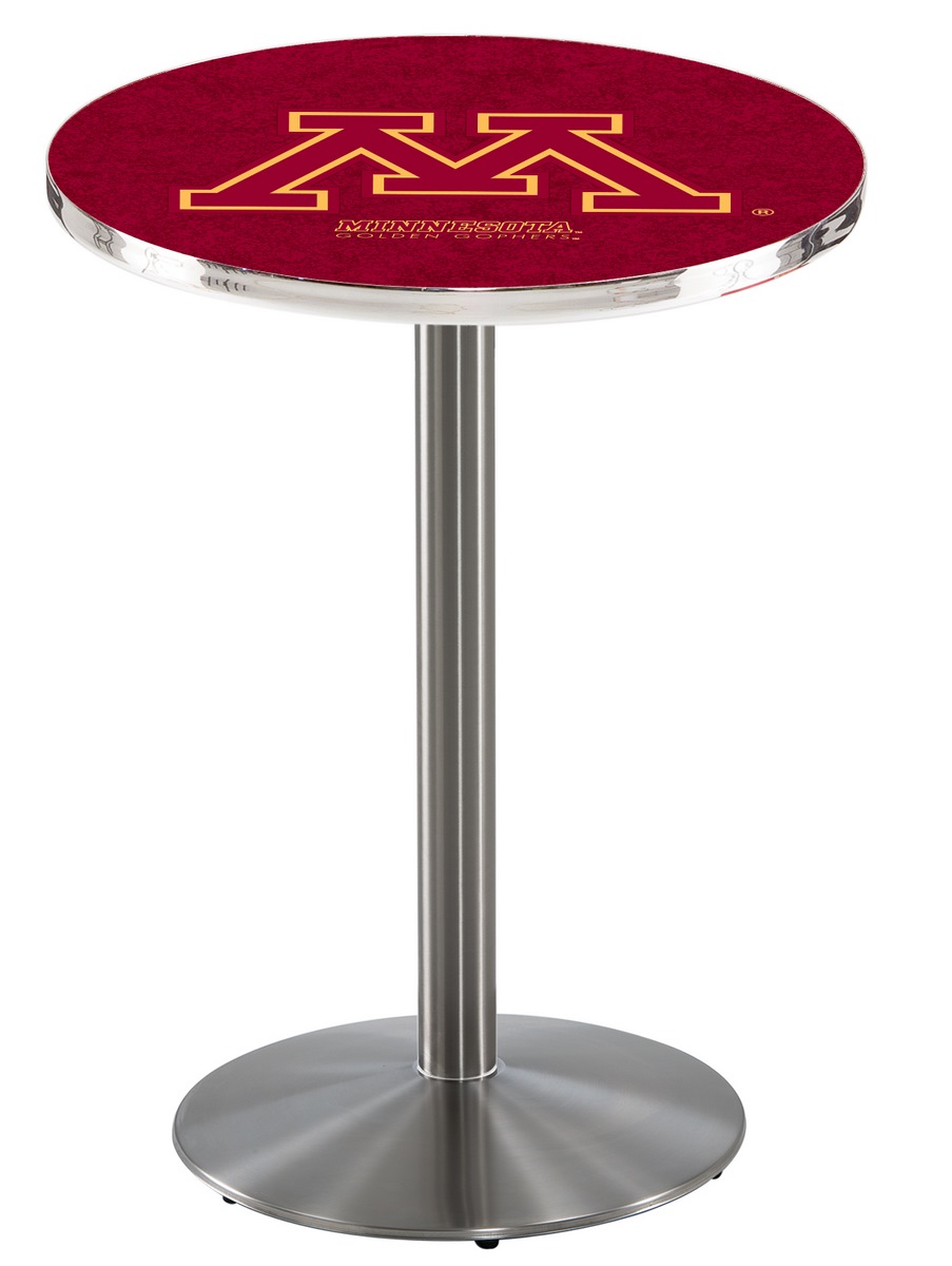 L214 University of Minnesota 36" Tall - 36" Top Pub Table with Stainless Finish