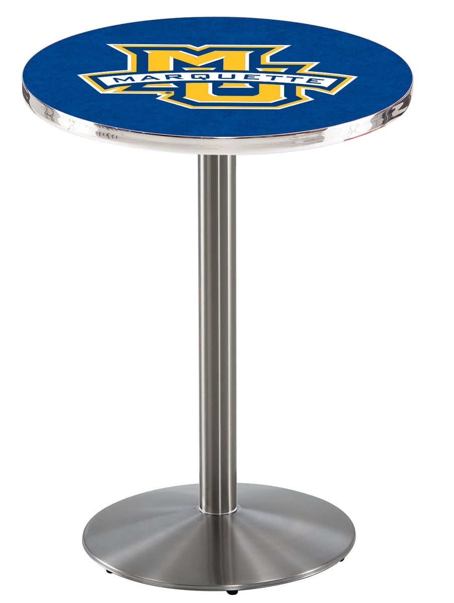 L214 Marquette University 36" Tall - 36" Top Pub Table with Stainless Finish