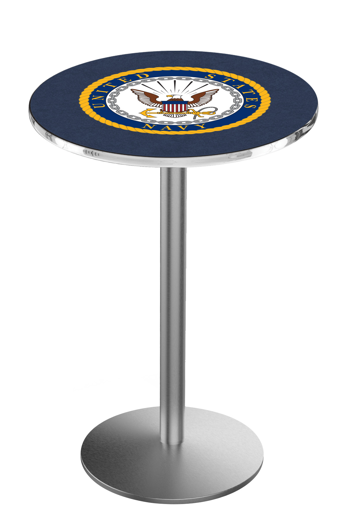 L214 United States Navy 36" Tall - 36" Top Pub Table with Stainless Finish