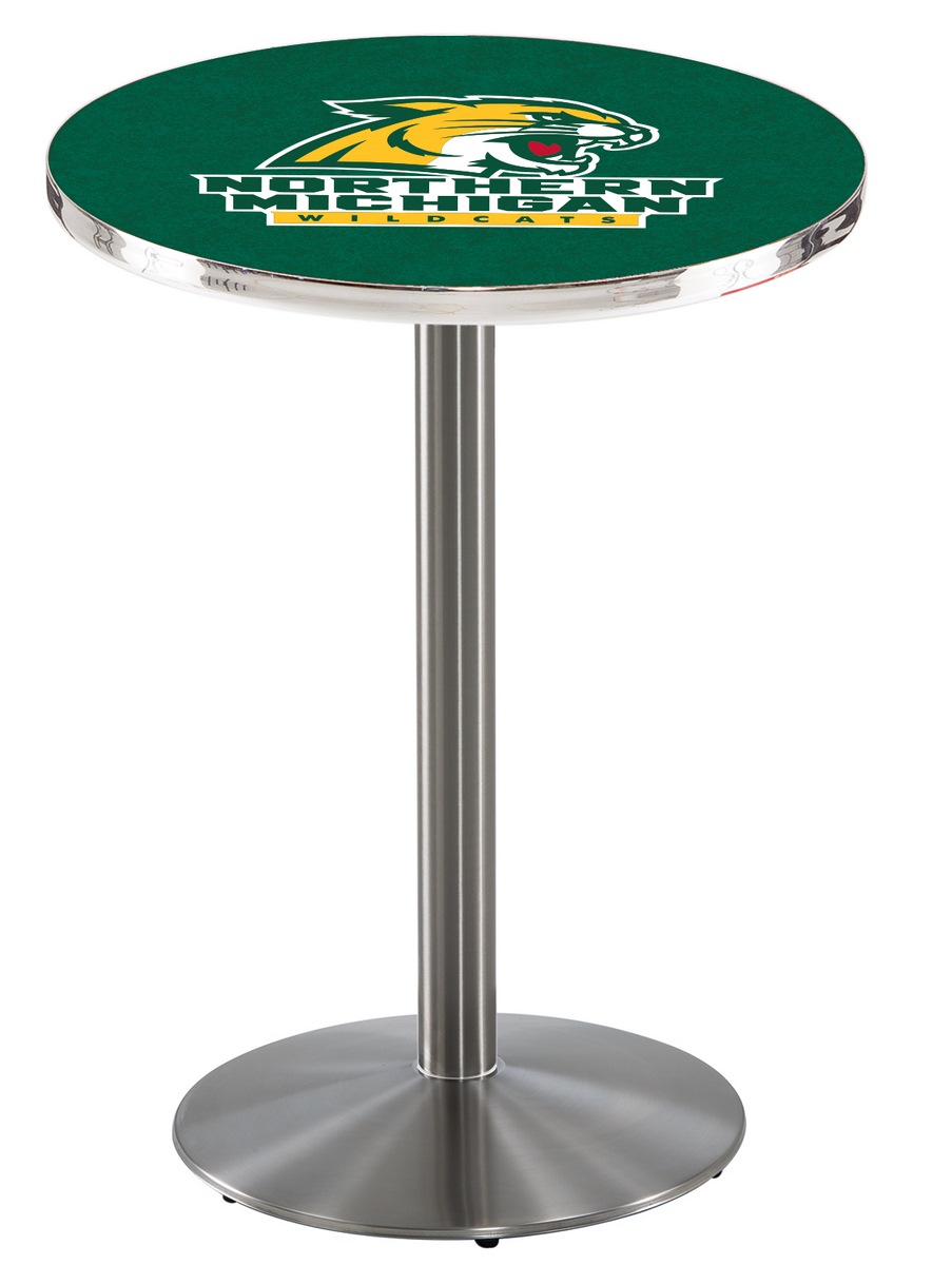 L214 Northern Michigan University 36" Tall - 36" Top Pub Table with Stainless Finish