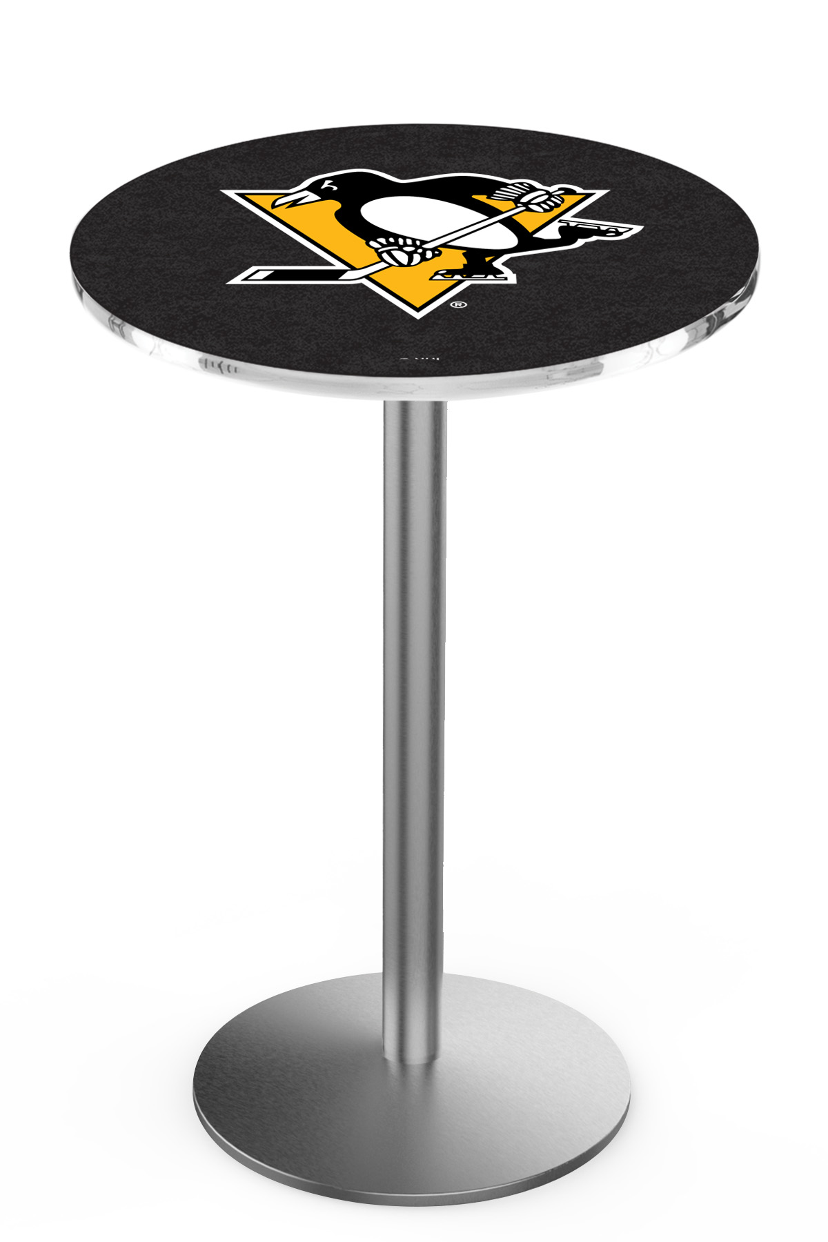 L214 Pittsburgh Penguins 36" Tall - 36" Top Pub Table with Stainless Finish