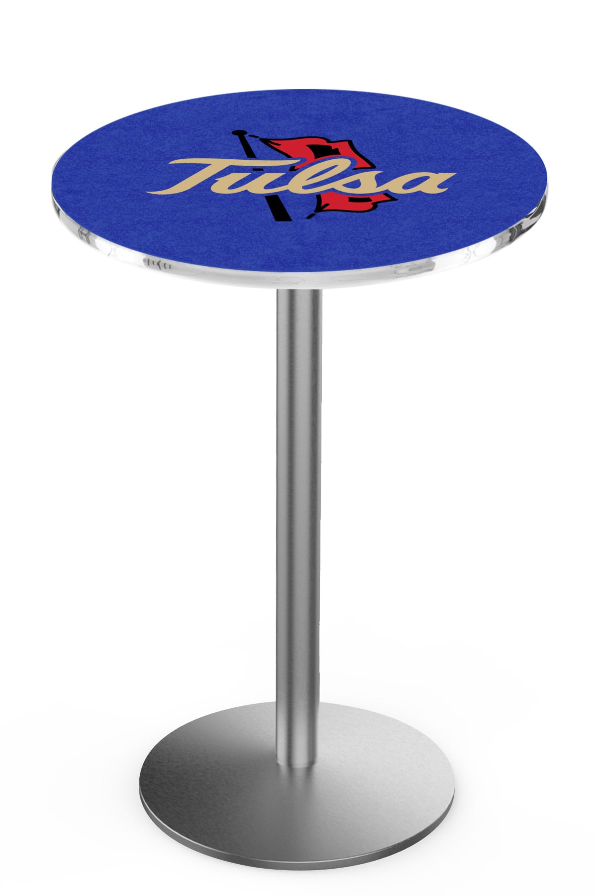 L214 University of Tulsa 36" Tall - 36" Top Pub Table with Stainless Finish