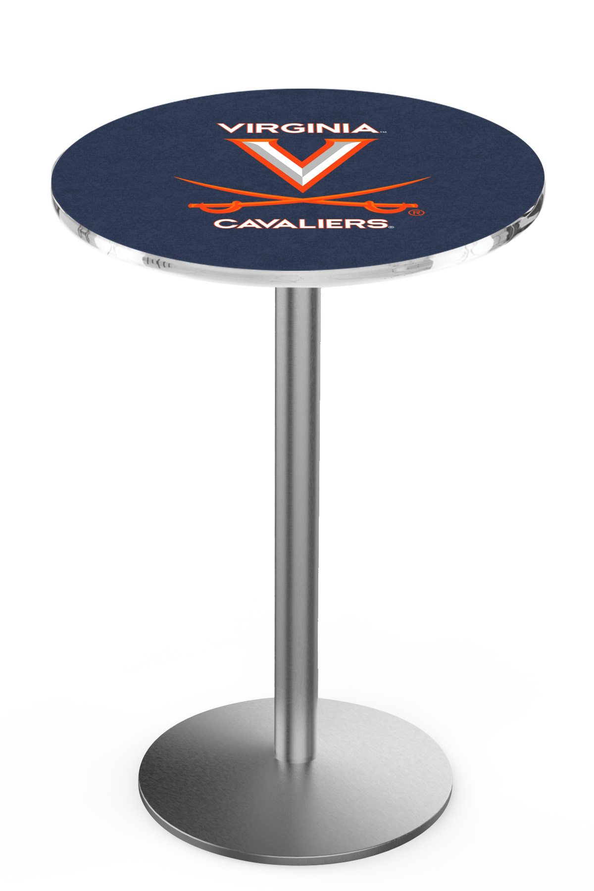 L214 University of Virginia 36" Tall - 36" Top Pub Table with Stainless Finish