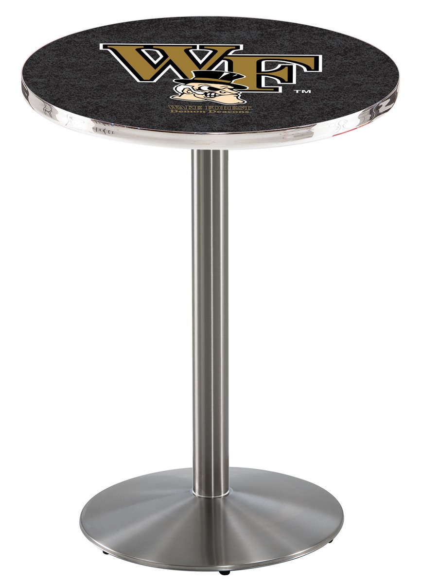 L214 Wake Forest University 36" Tall - 36" Top Pub Table with Stainless Finish