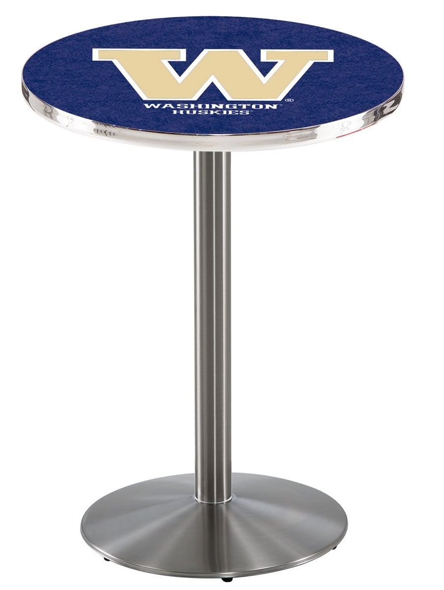 L214 University of Washington 36" Tall - 36" Top Pub Table with Stainless Finish