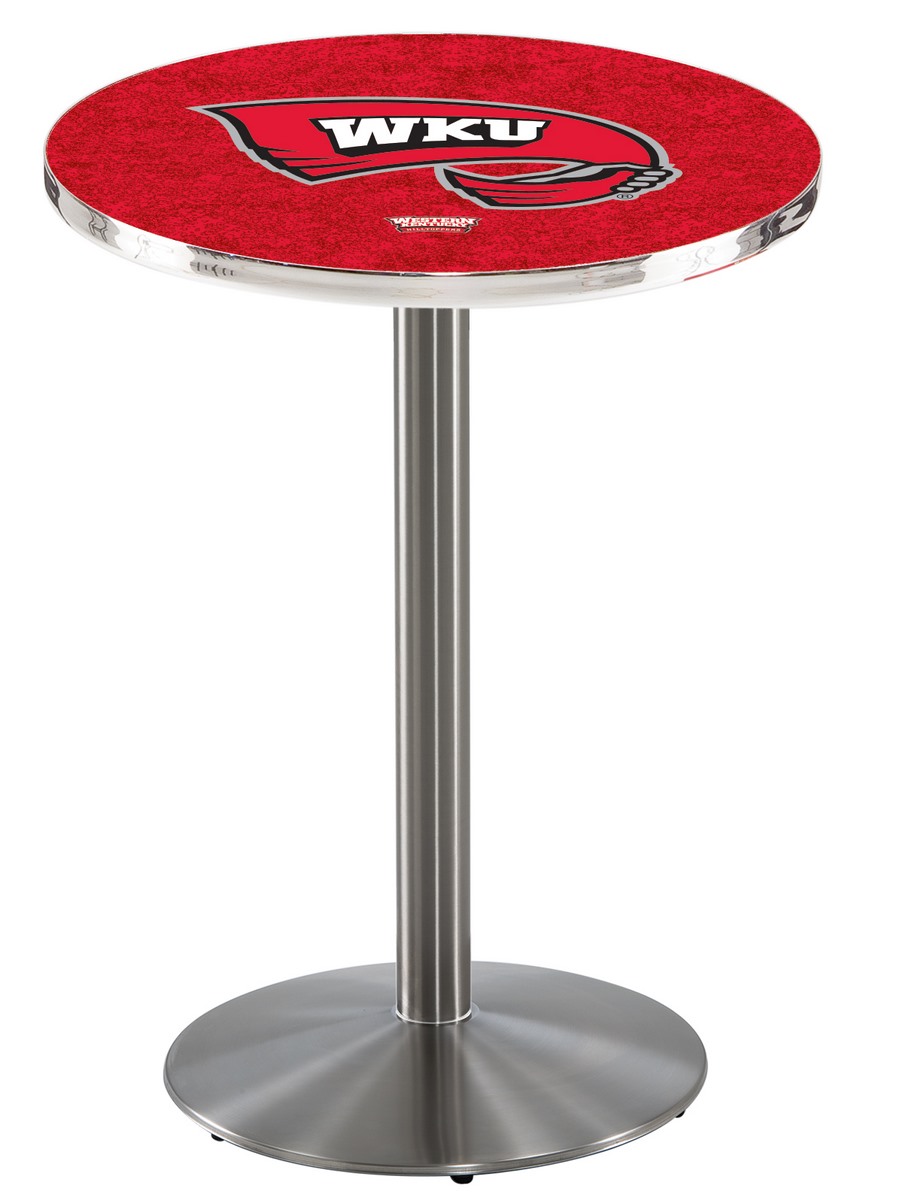 L214 Western Kentucky University 36" Tall - 36" Top Pub Table with Stainless Finish