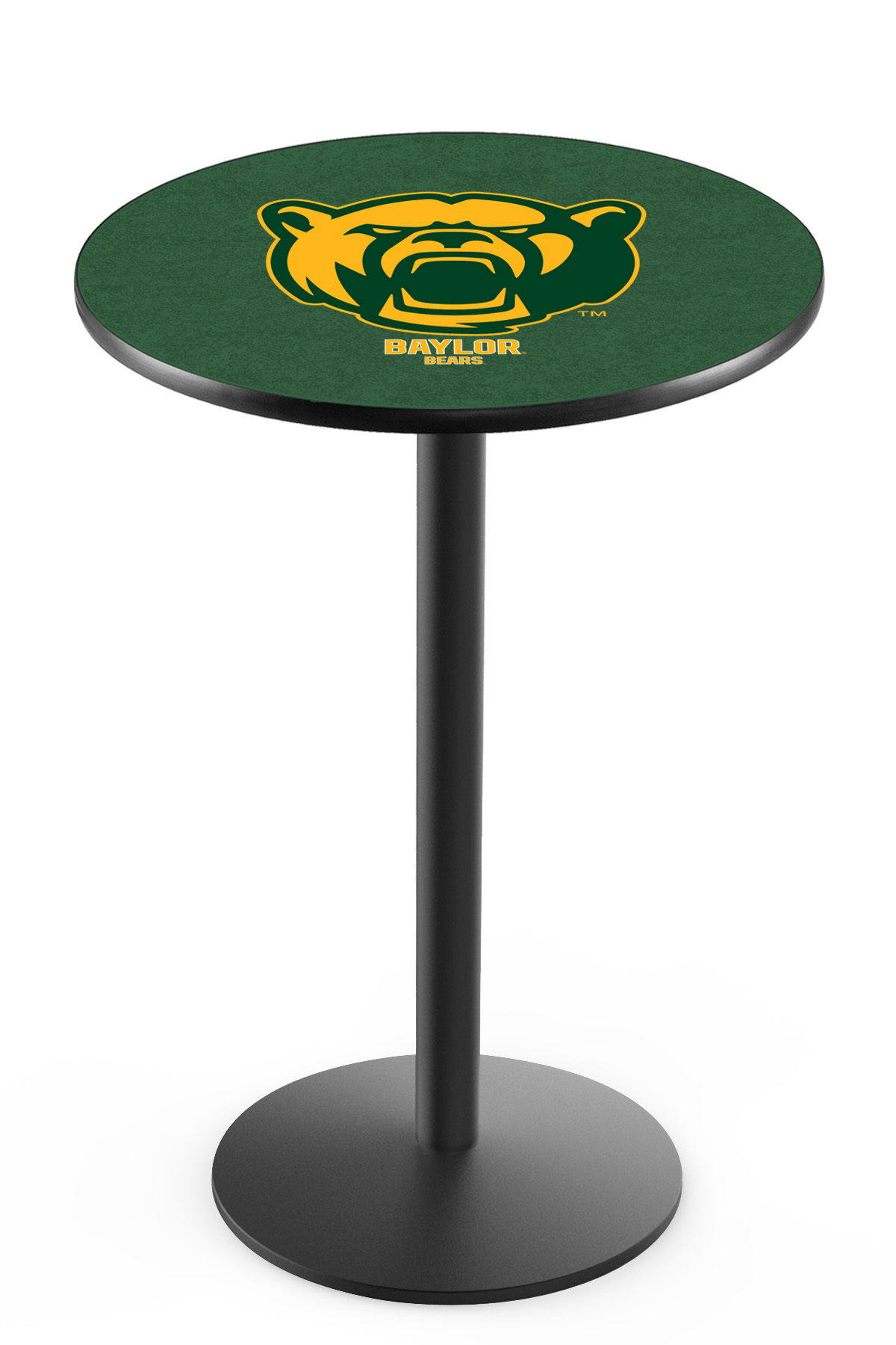 L214 Baylor University 42" Tall - 36" Top Pub Table with Black Wrinkle Finish