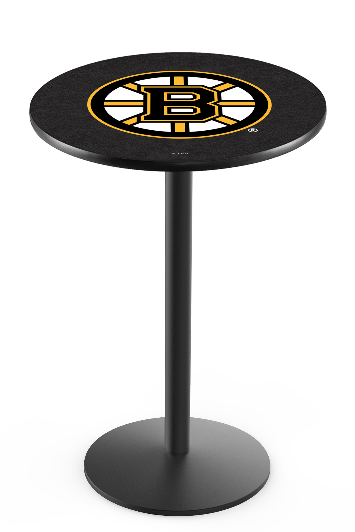 L214 Boston Bruins 42" Tall - 36" Top Pub Table with Black Wrinkle Finish