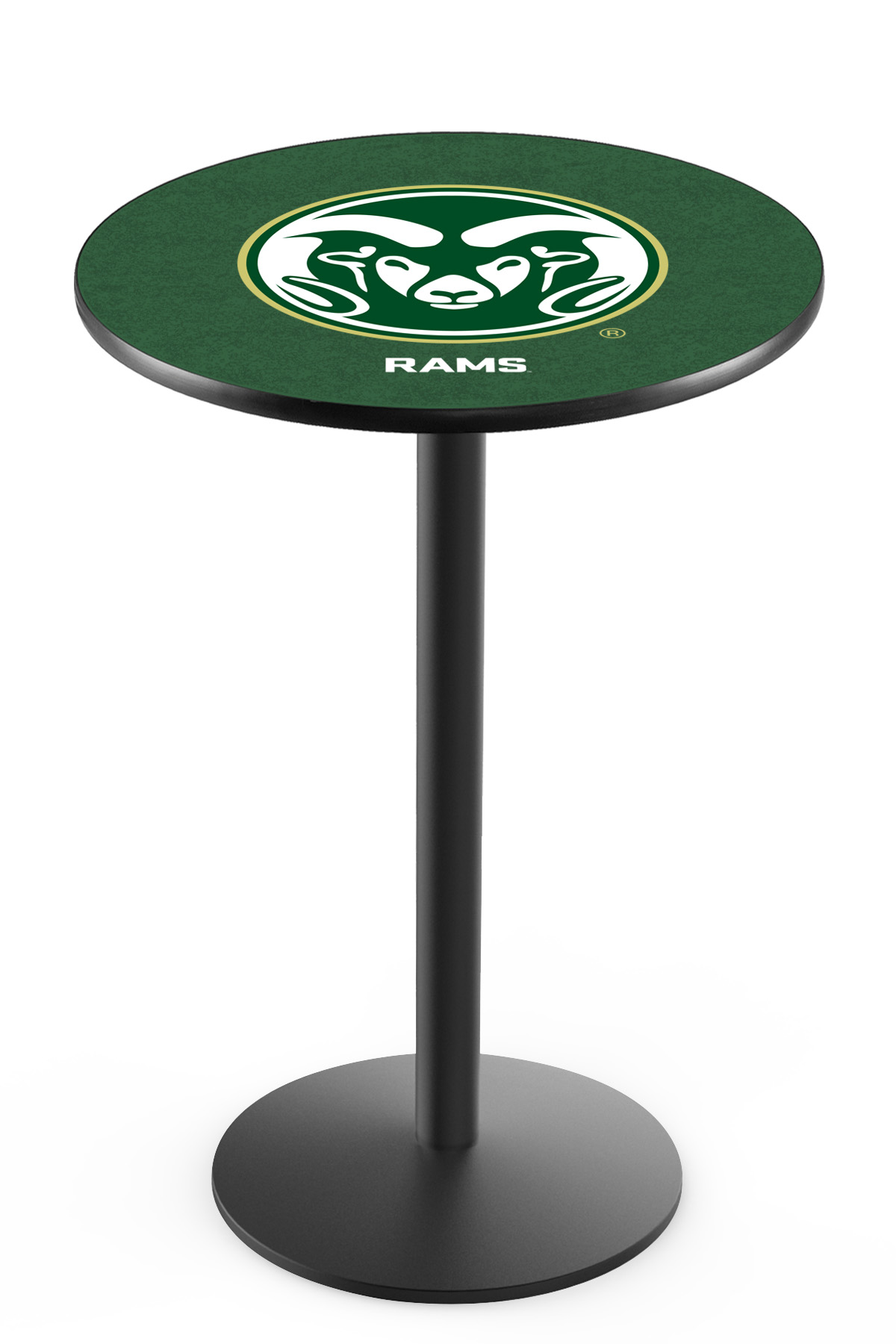 L214 Colorado State University 42" Tall - 36" Top Pub Table with Black Wrinkle Finish