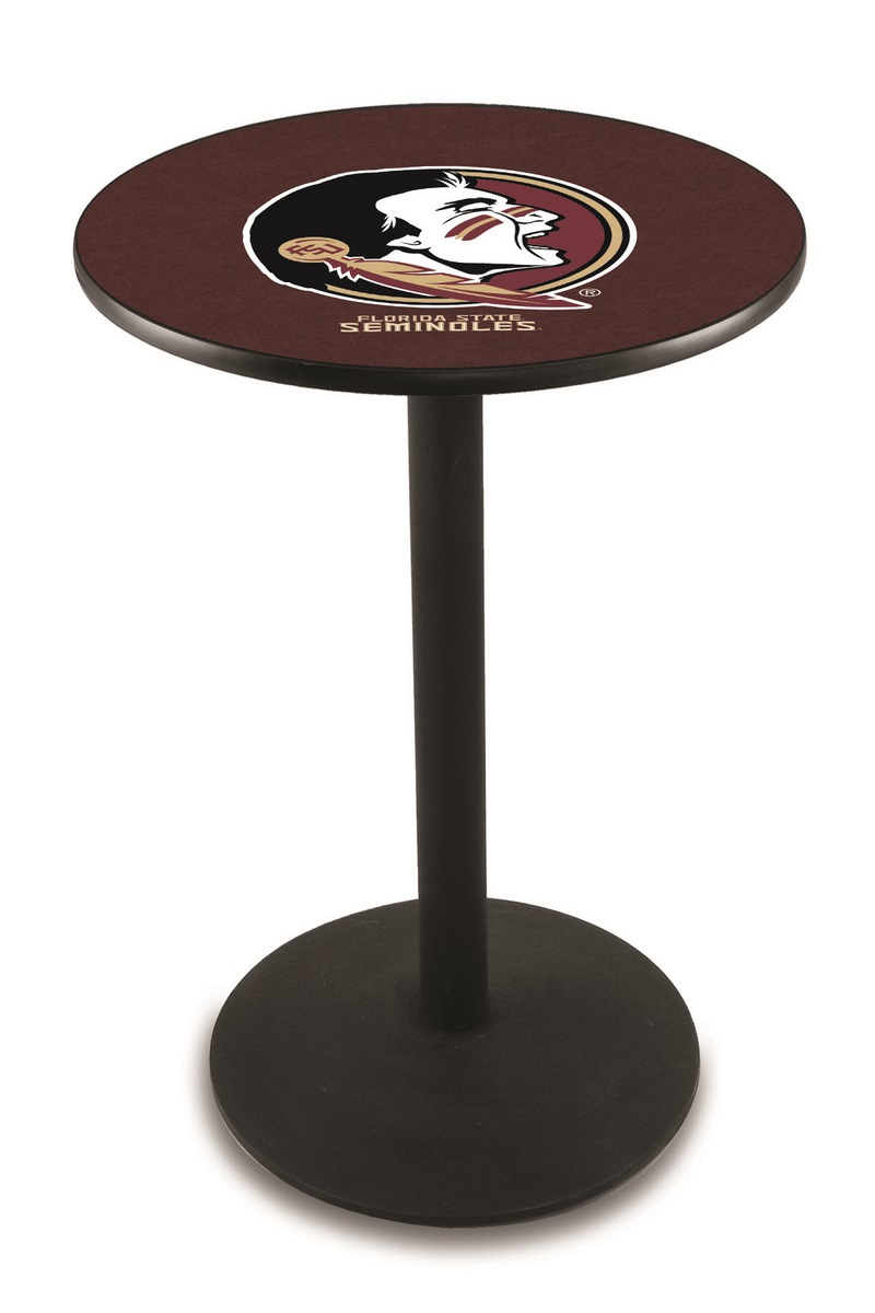 L214 Florida State (Head) 42" Tall - 36" Top Pub Table with Black Wrinkle Finish