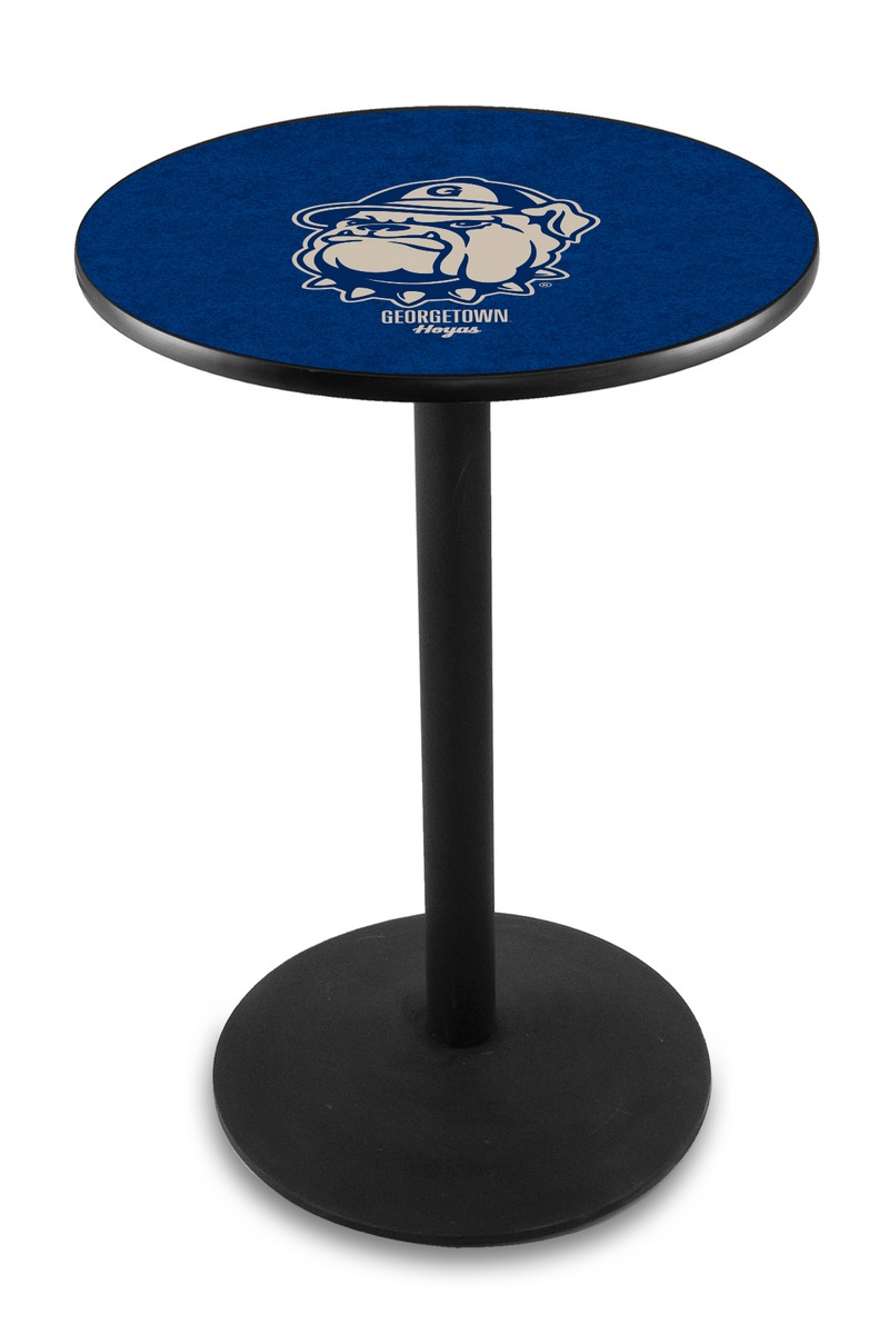 L214 Georgetown University 42" Tall - 36" Top Pub Table with Black Wrinkle Finish