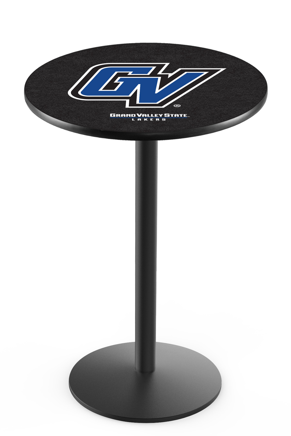 L214 Grand Valley State University 42" Tall - 36" Top Pub Table with Black Wrinkle Finish