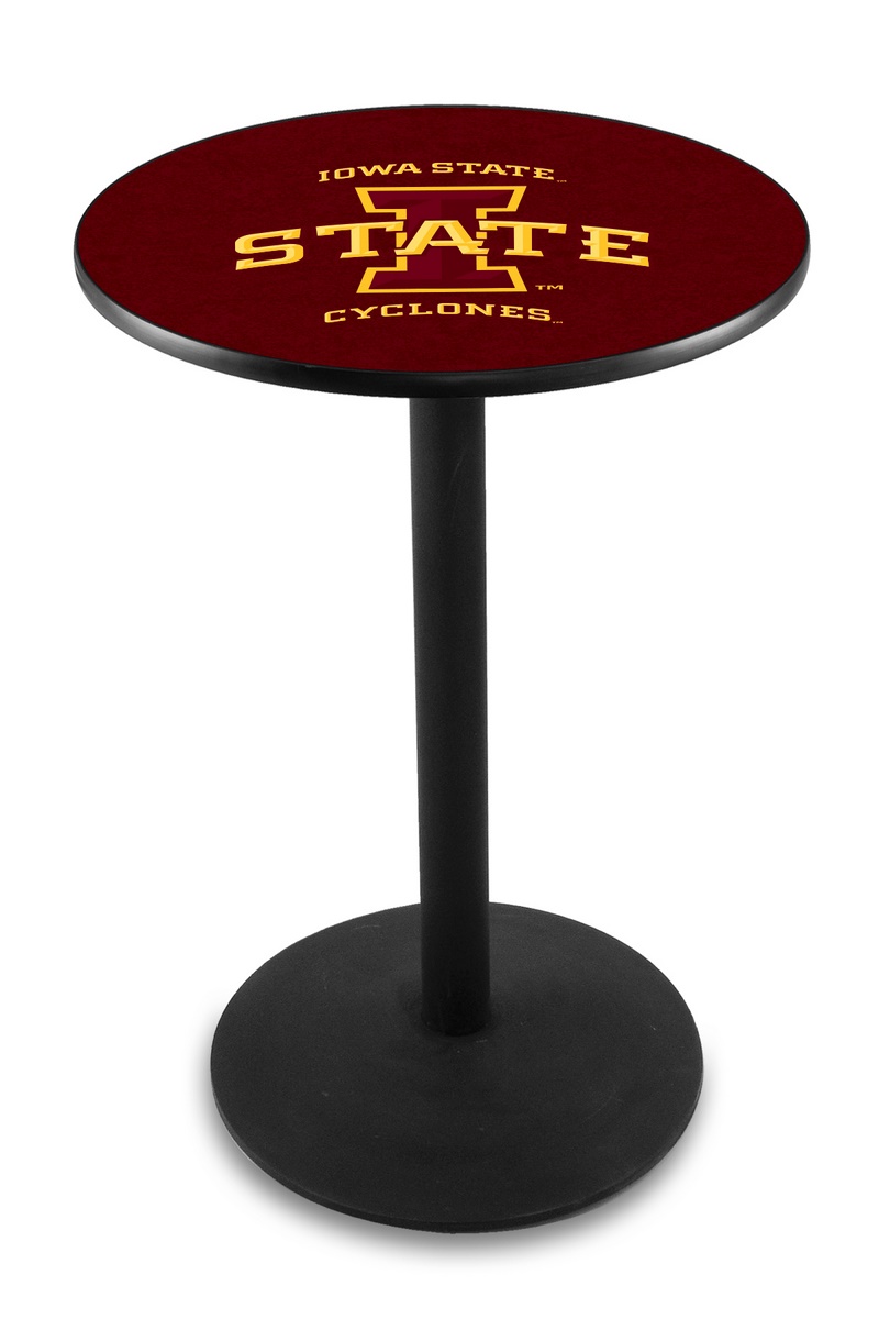 L214 Iowa State University 42" Tall - 36" Top Pub Table with Black Wrinkle Finish