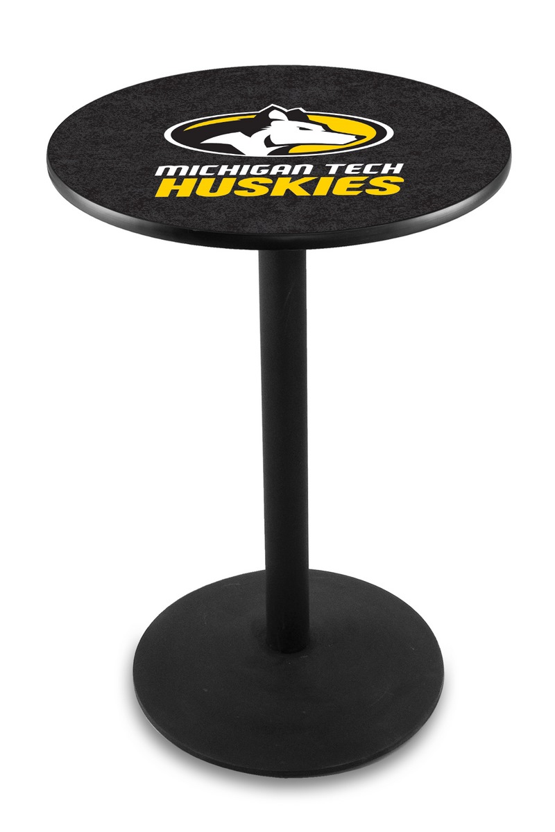L214 Michigan Tech University 42" Tall - 36" Top Pub Table with Black Wrinkle Finish
