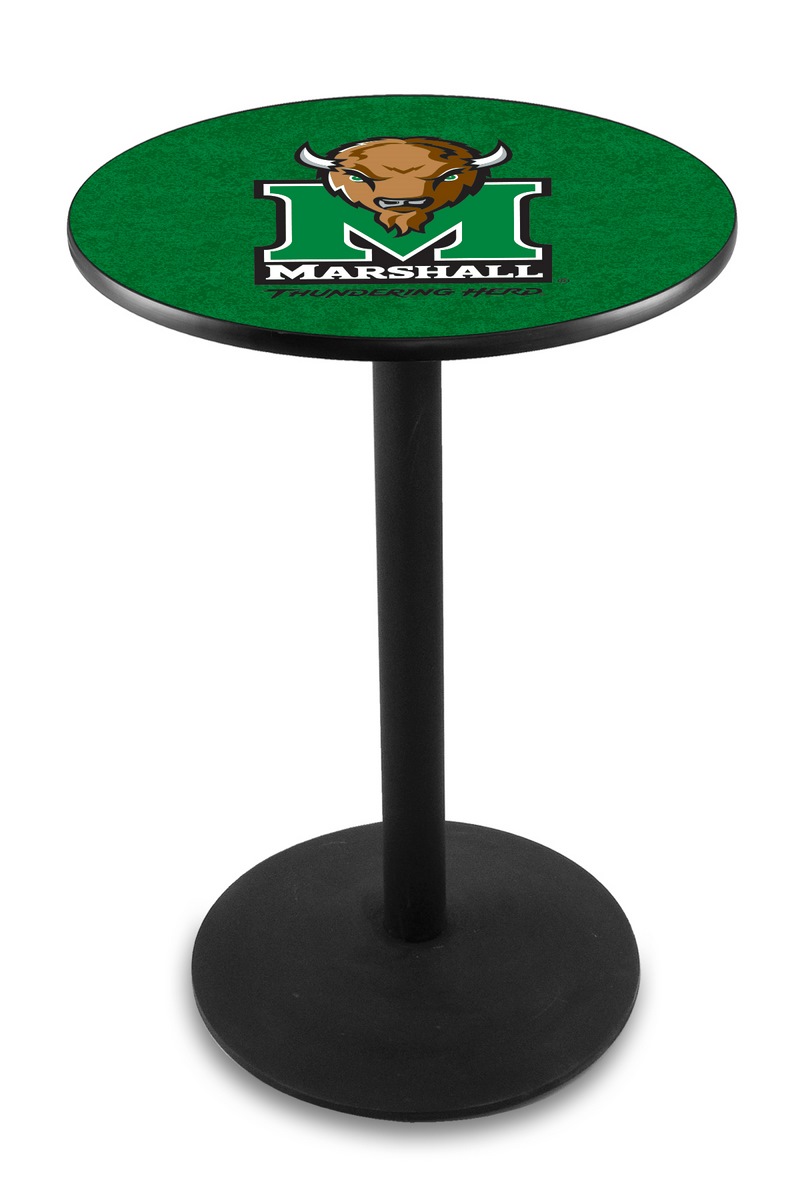 L214 Marshall University 42" Tall - 36" Top Pub Table with Black Wrinkle Finish