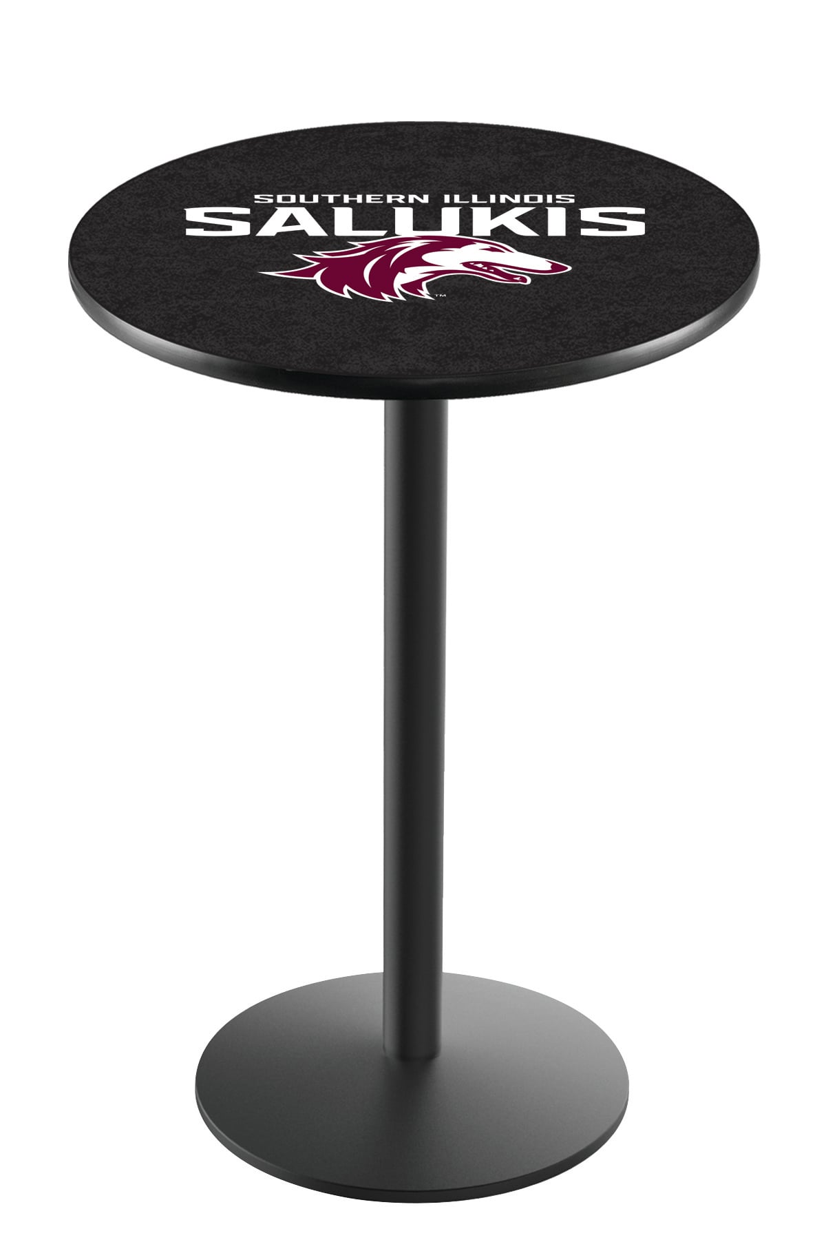 L214 Southern Illinois University 42" Tall - 36" Top Pub Table with Black Wrinkle Finish