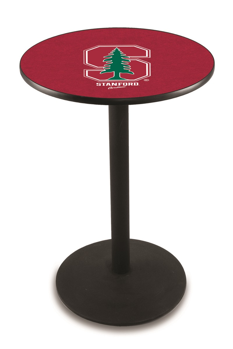 L214 Stanford University 42" Tall - 36" Top Pub Table with Black Wrinkle Finish