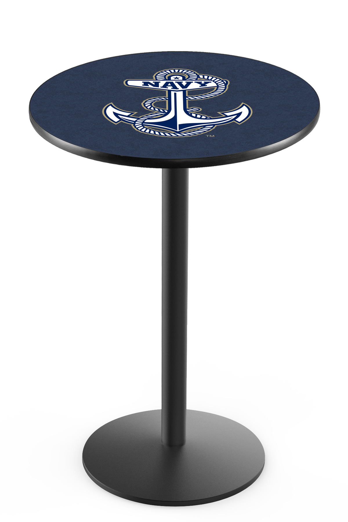 L214 US Naval Academy 42" Tall - 36" Top Pub Table with Black Wrinkle Finish