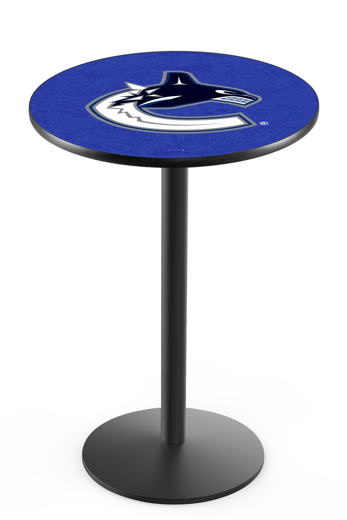 L214 Vancouver Canucks 42" Tall - 36" Top Pub Table with Black Wrinkle Finish