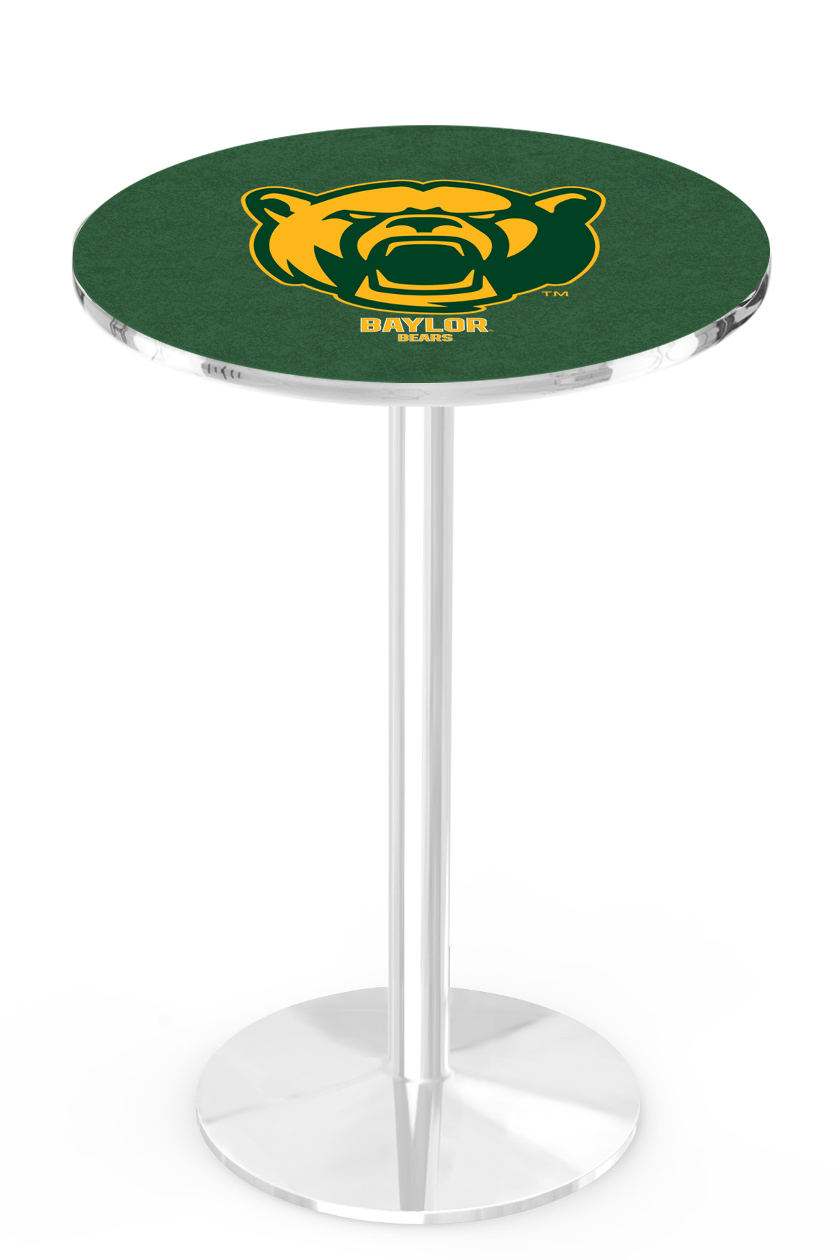 L214 Baylor University 42" Tall - 36" Top Pub Table with Chrome Finish