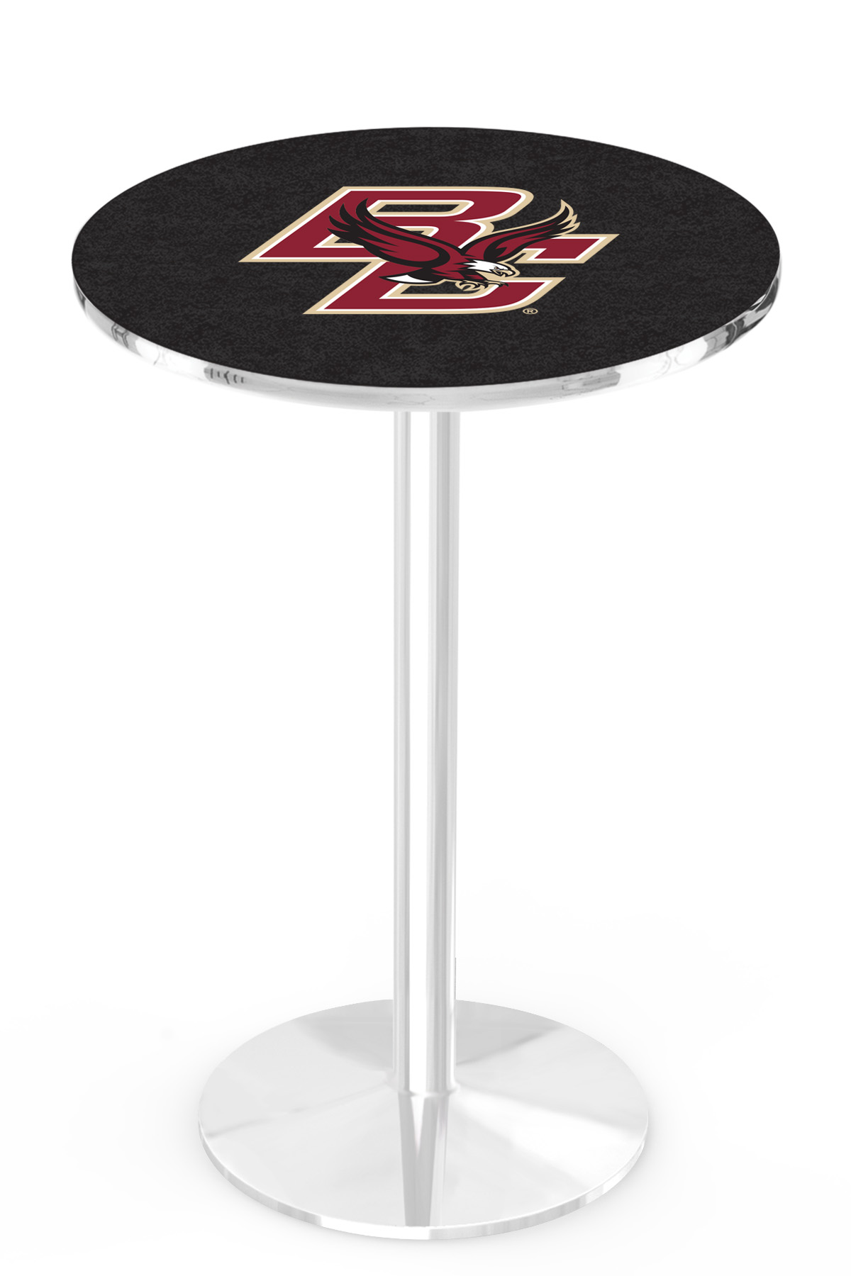 L214 Boston College 42" Tall - 36" Top Pub Table with Chrome Finish