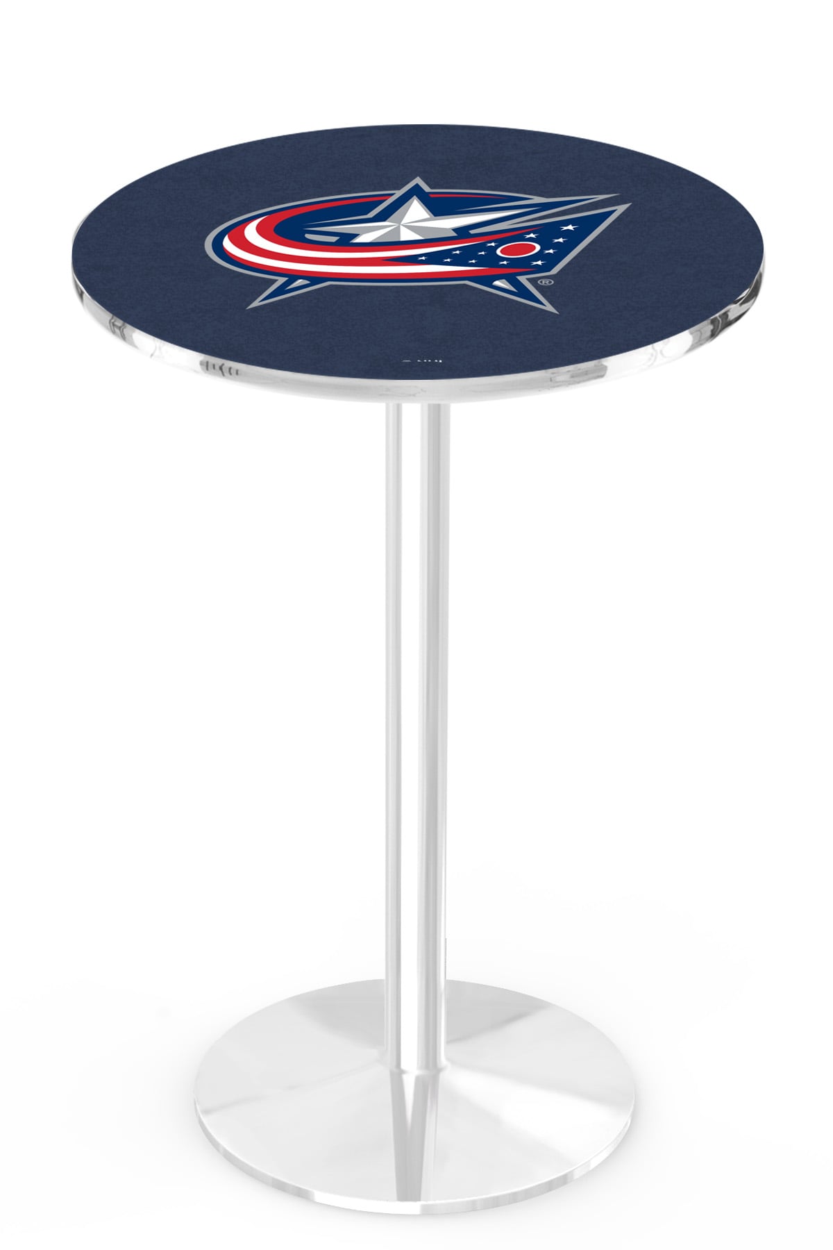 L214 Columbus Blue Jackets 42" Tall - 36" Top Pub Table with Chrome Finish