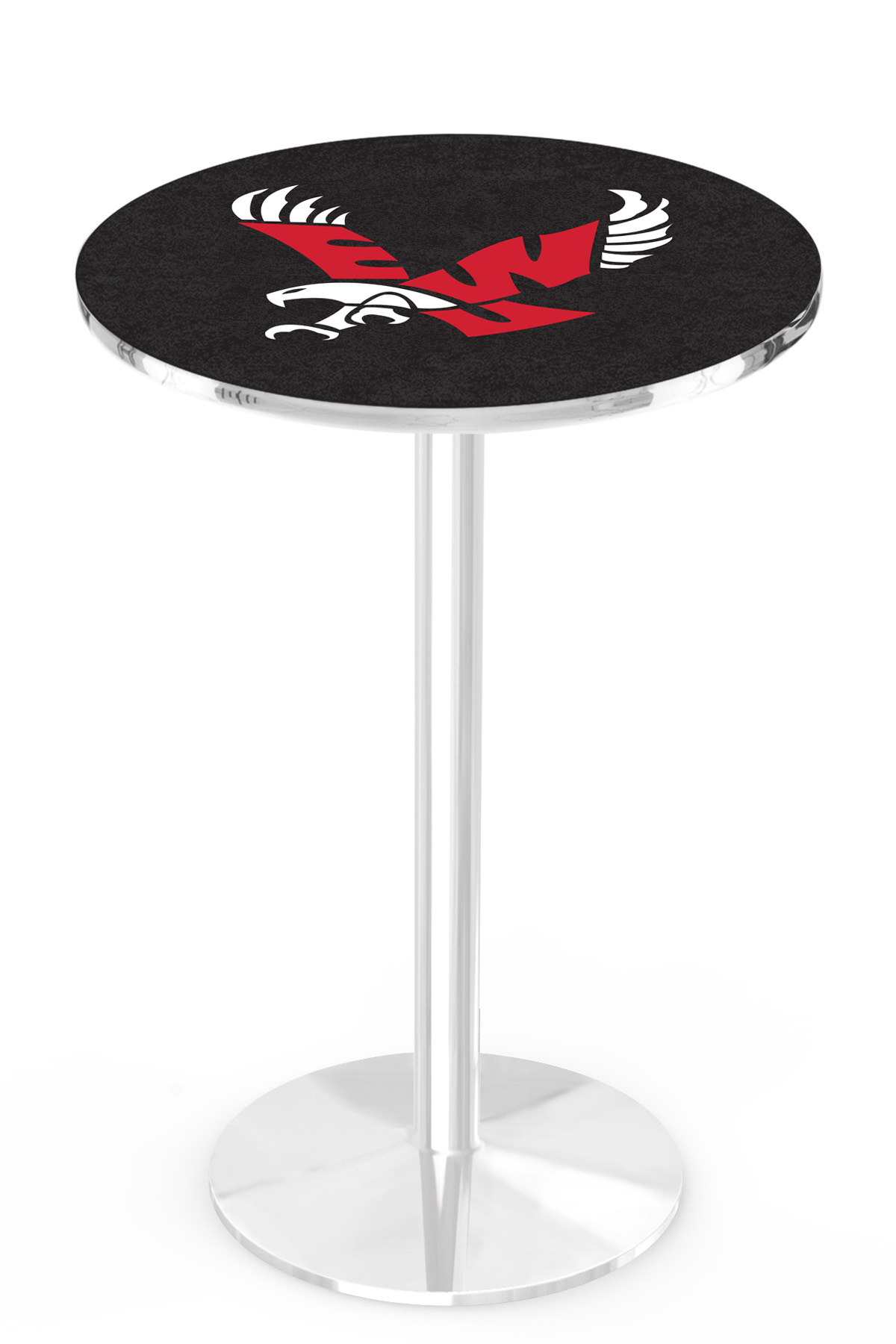 L214 Eastern Washington University 42" Tall - 36" Top Pub Table with Chrome Finish