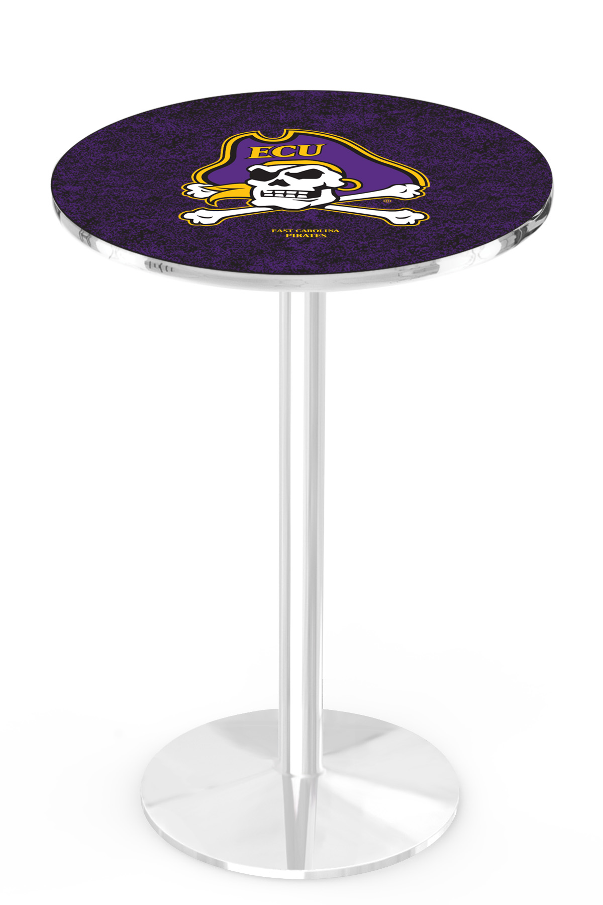 L214 East Carolina University 42" Tall - 36" Top Pub Table with Chrome Finish