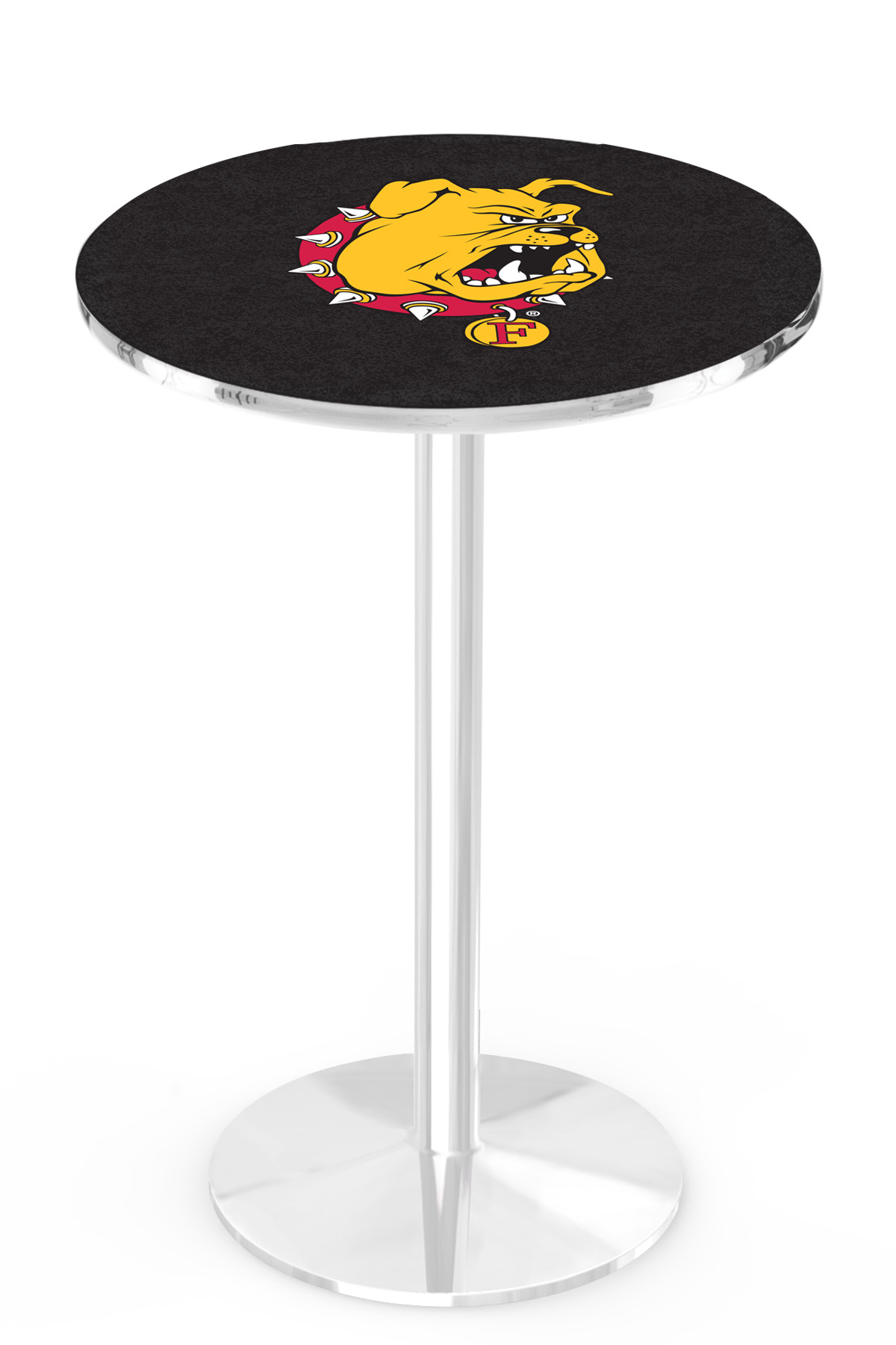 L214 Ferris State University 42" Tall - 36" Top Pub Table with Chrome Finish
