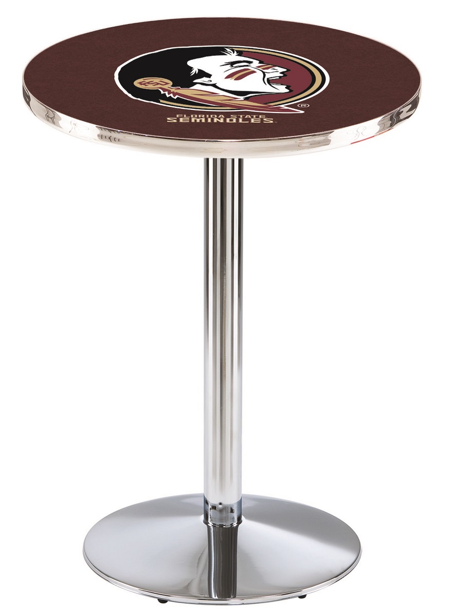 L214 Florida State (Head) 42" Tall - 36" Top Pub Table with Chrome Finish