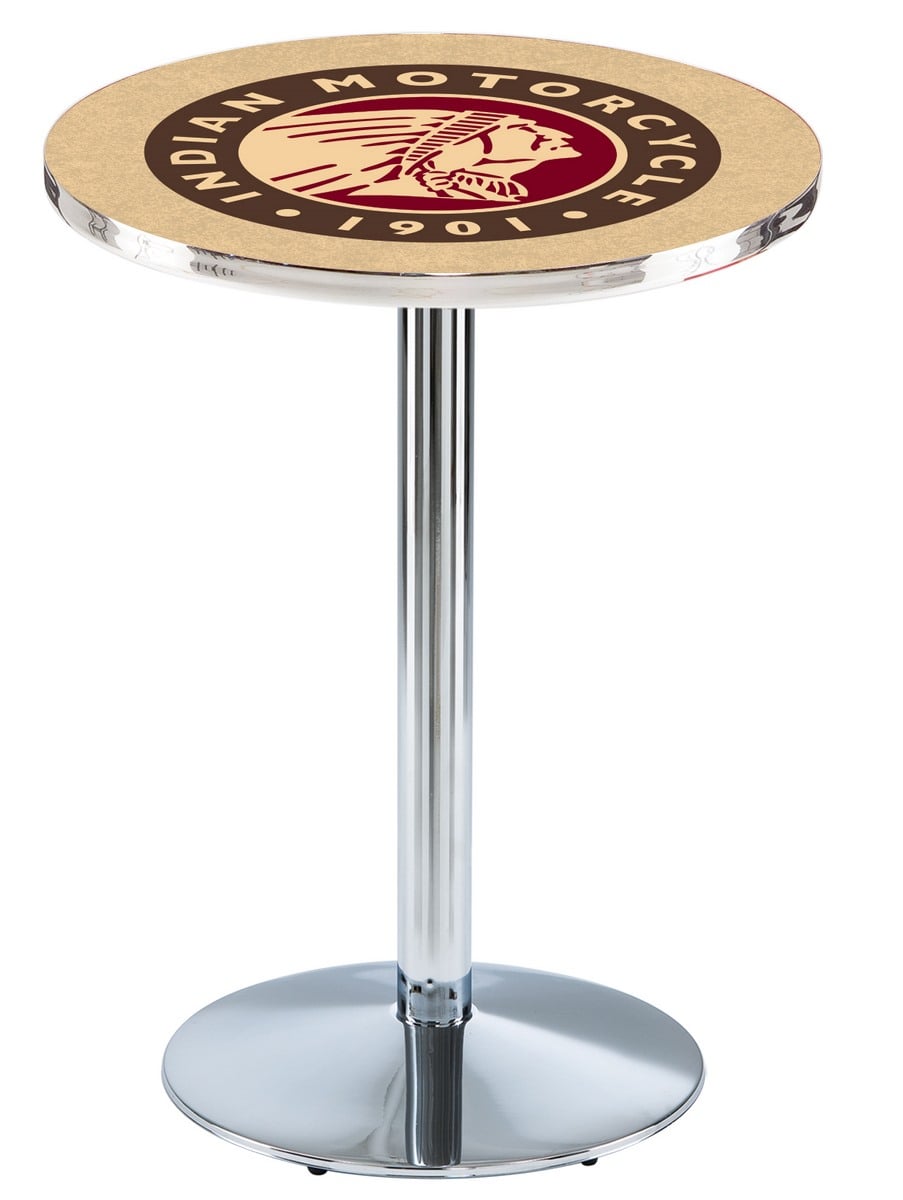 L214 Indian Motorcycle 42" Tall - 36" Top Pub Table with Chrome Finish