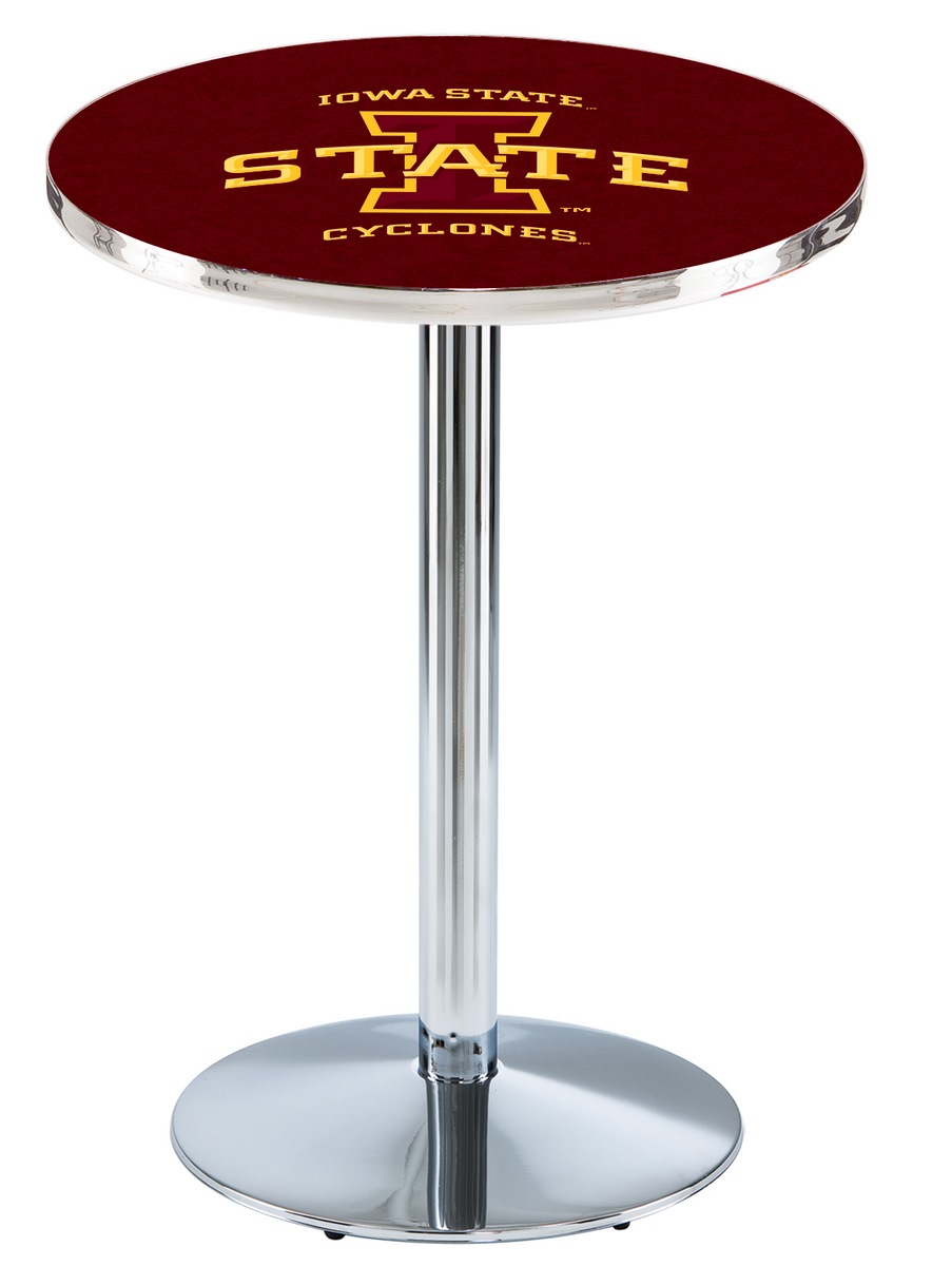 L214 Iowa State University 42" Tall - 36" Top Pub Table with Chrome Finish