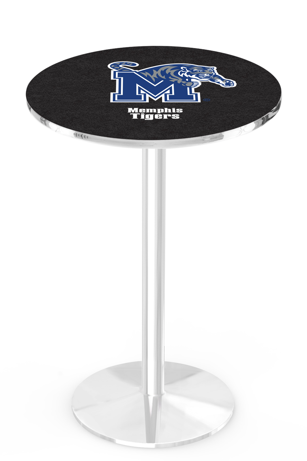 L214 University of Memphis 42" Tall - 36" Top Pub Table with Chrome Finish