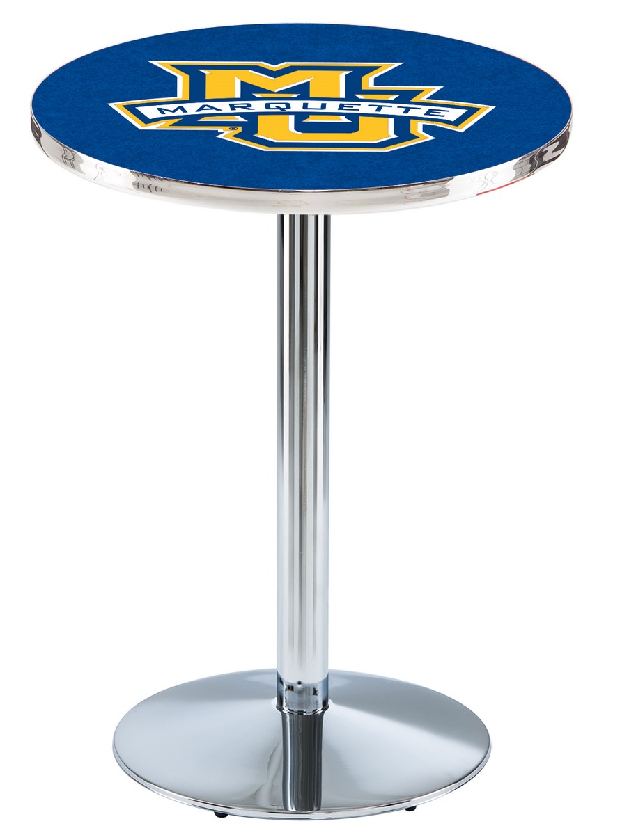 L214 Marquette University 42" Tall - 36" Top Pub Table with Chrome Finish