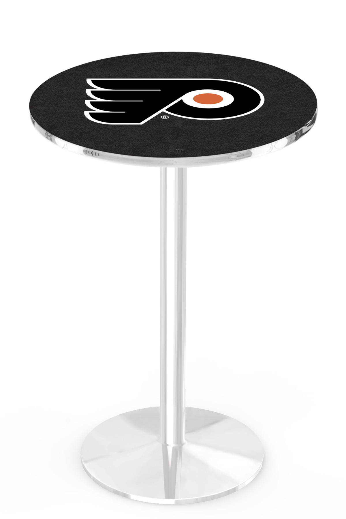 L214 Philadelphia Flyers (Orange Background) 42" Tall - 36" Top Pub Table with Chrome Finish