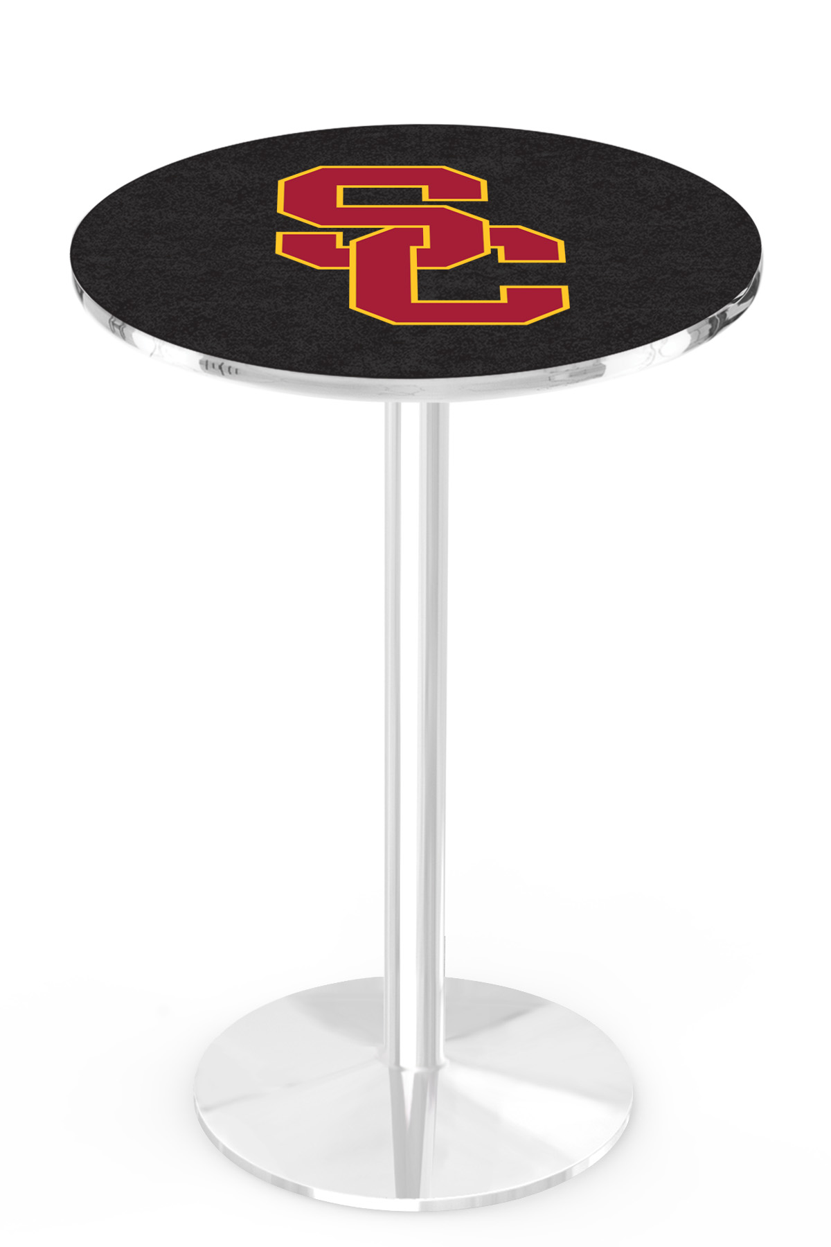 L214 University of Southern California 42" Tall - 36" Top Pub Table with Chrome Finish