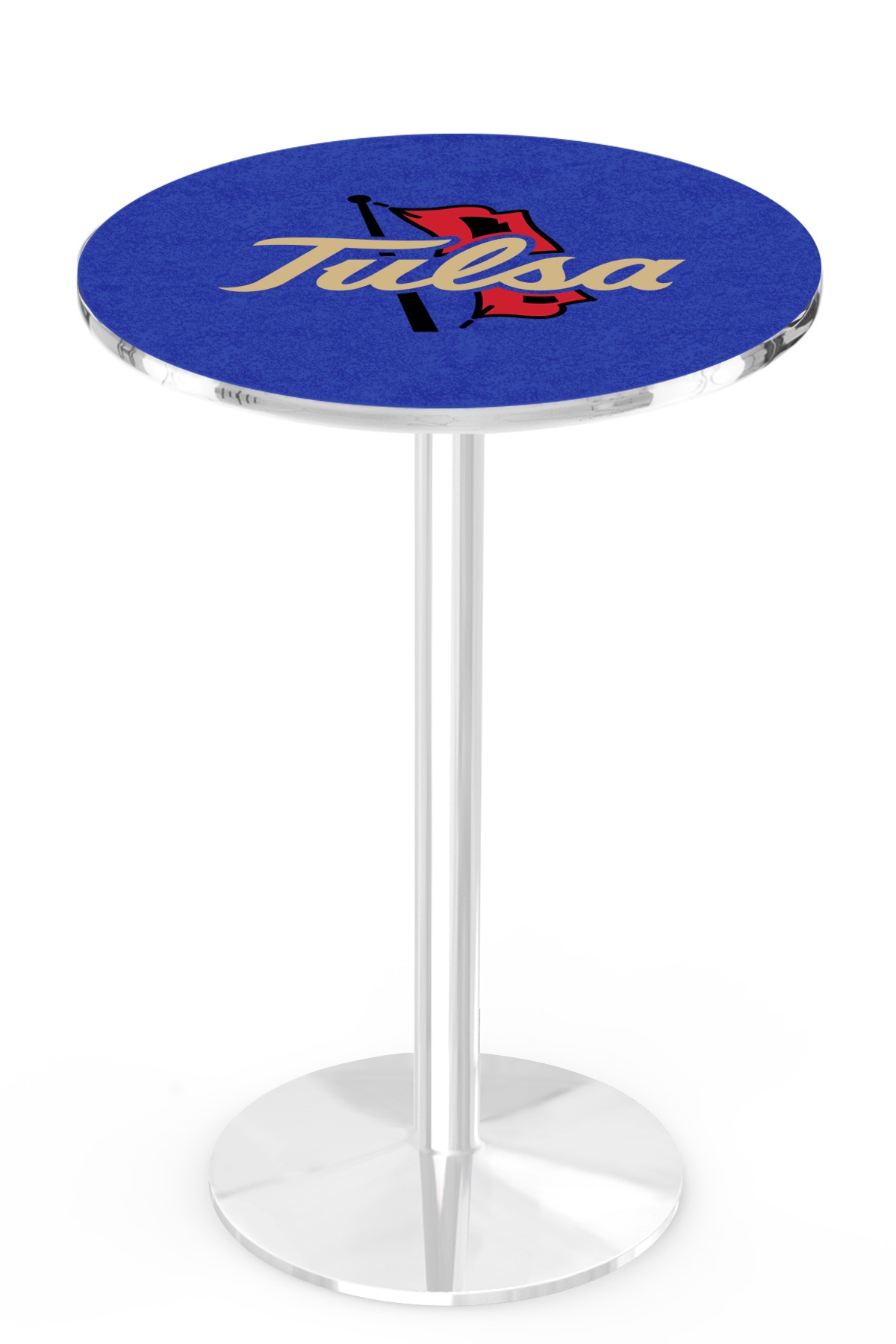 L214 University of Tulsa 42" Tall - 36" Top Pub Table with Chrome Finish