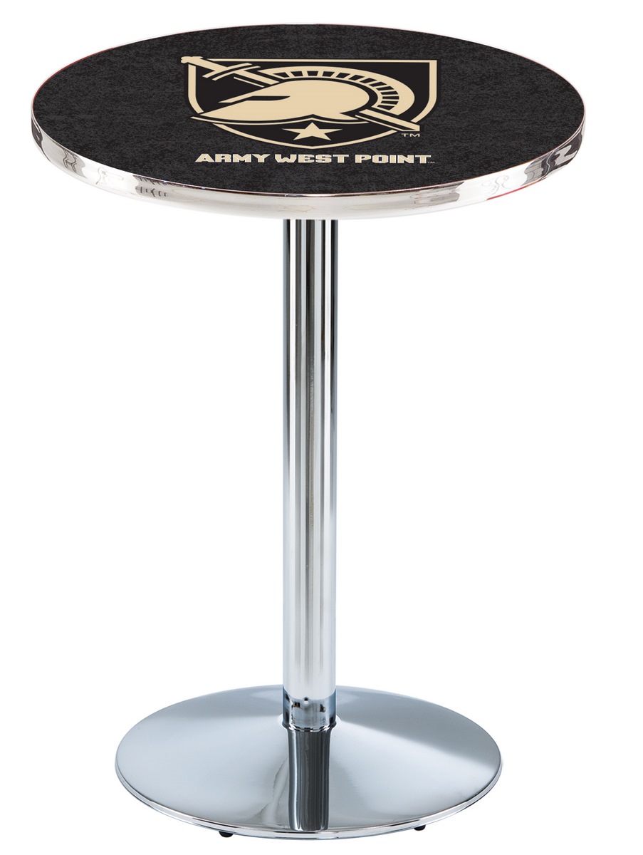 L214 US Military Academy 42" Tall - 36" Top Pub Table with Chrome Finish
