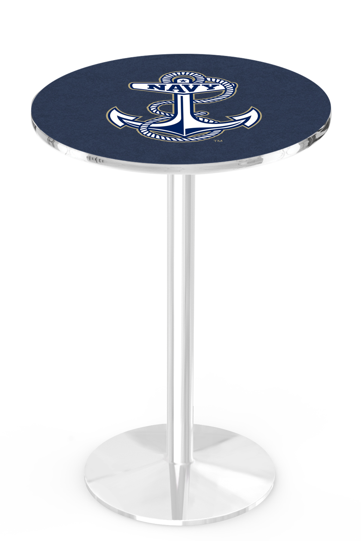 L214 US Naval Academy 42" Tall - 36" Top Pub Table with Chrome Finish