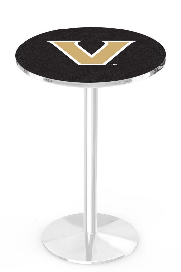 L214 Vanderbilt University 42" Tall - 36" Top Pub Table with Chrome Finish