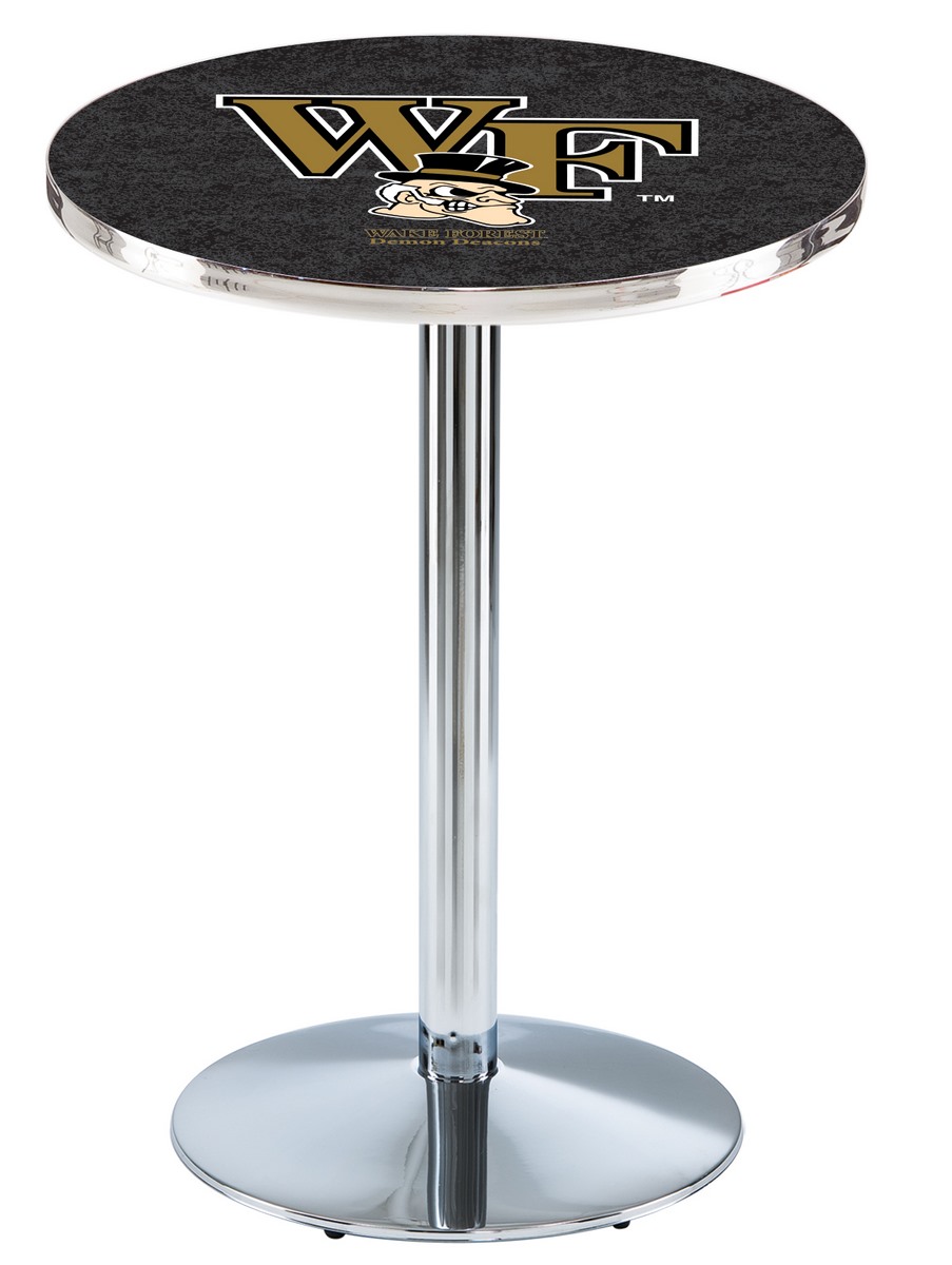 L214 Wake Forest University 42" Tall - 36" Top Pub Table with Chrome Finish