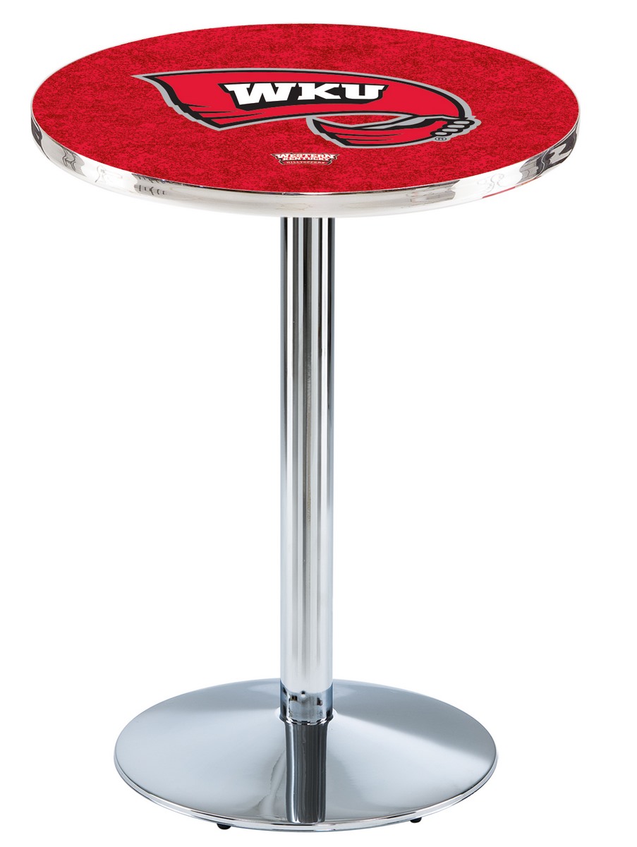 L214 Western Kentucky University 42" Tall - 36" Top Pub Table with Chrome Finish