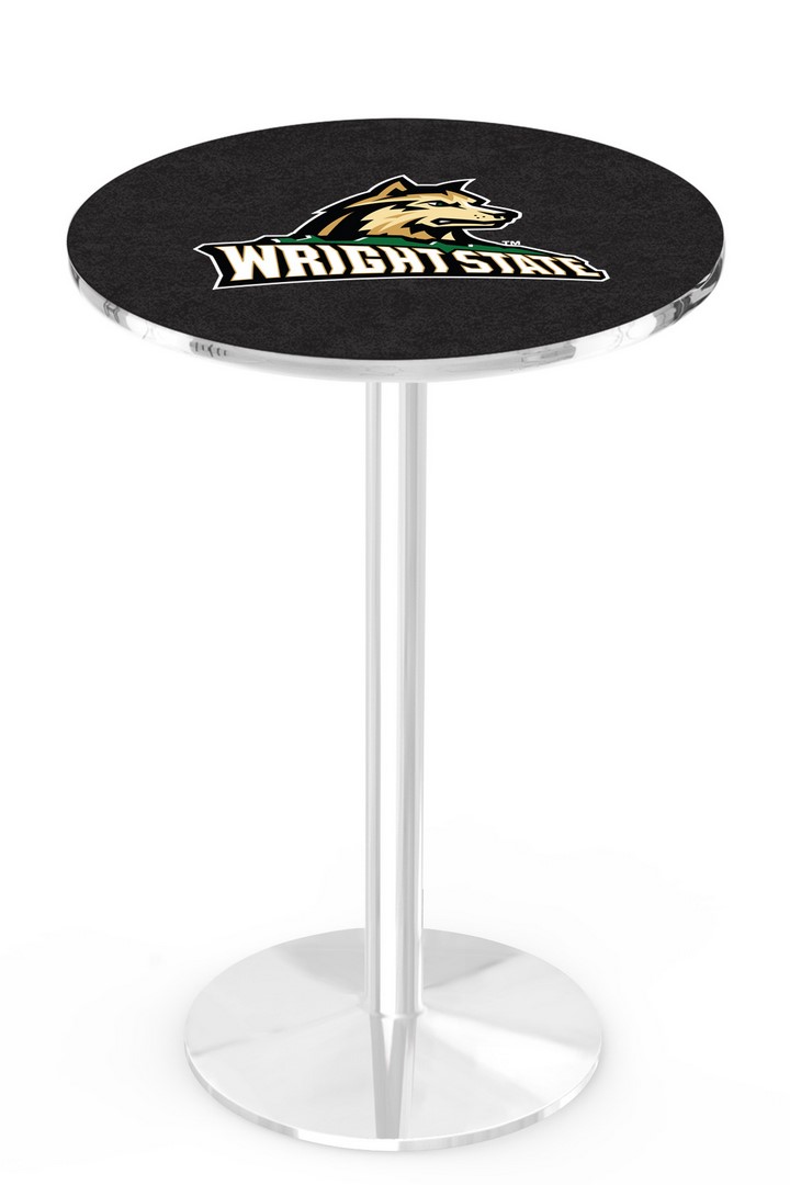 L214 Wright State University 42" Tall - 36" Top Pub Table with Chrome Finish