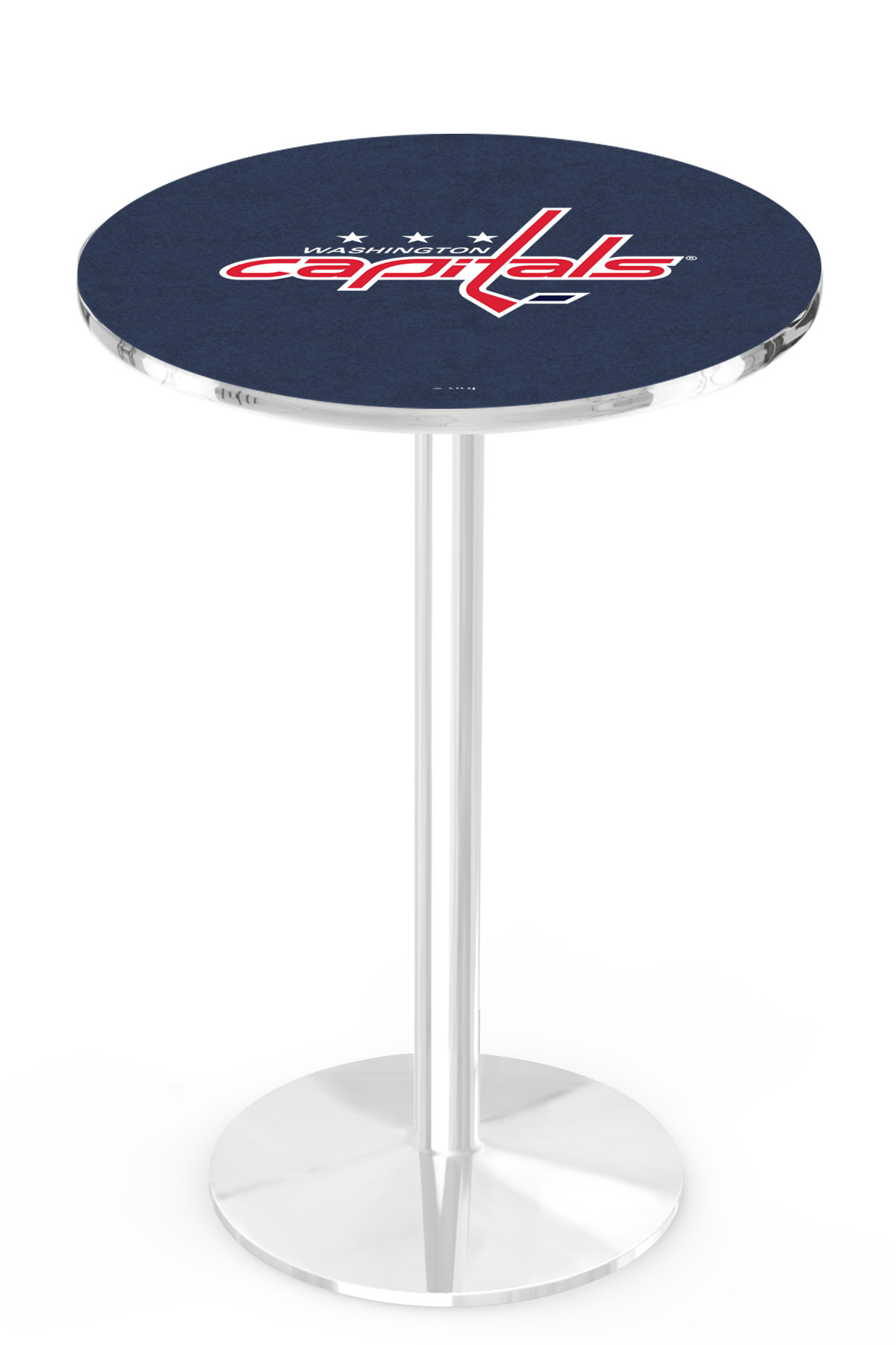L214 Washington Capitals 42" Tall - 36" Top Pub Table with Chrome Finish