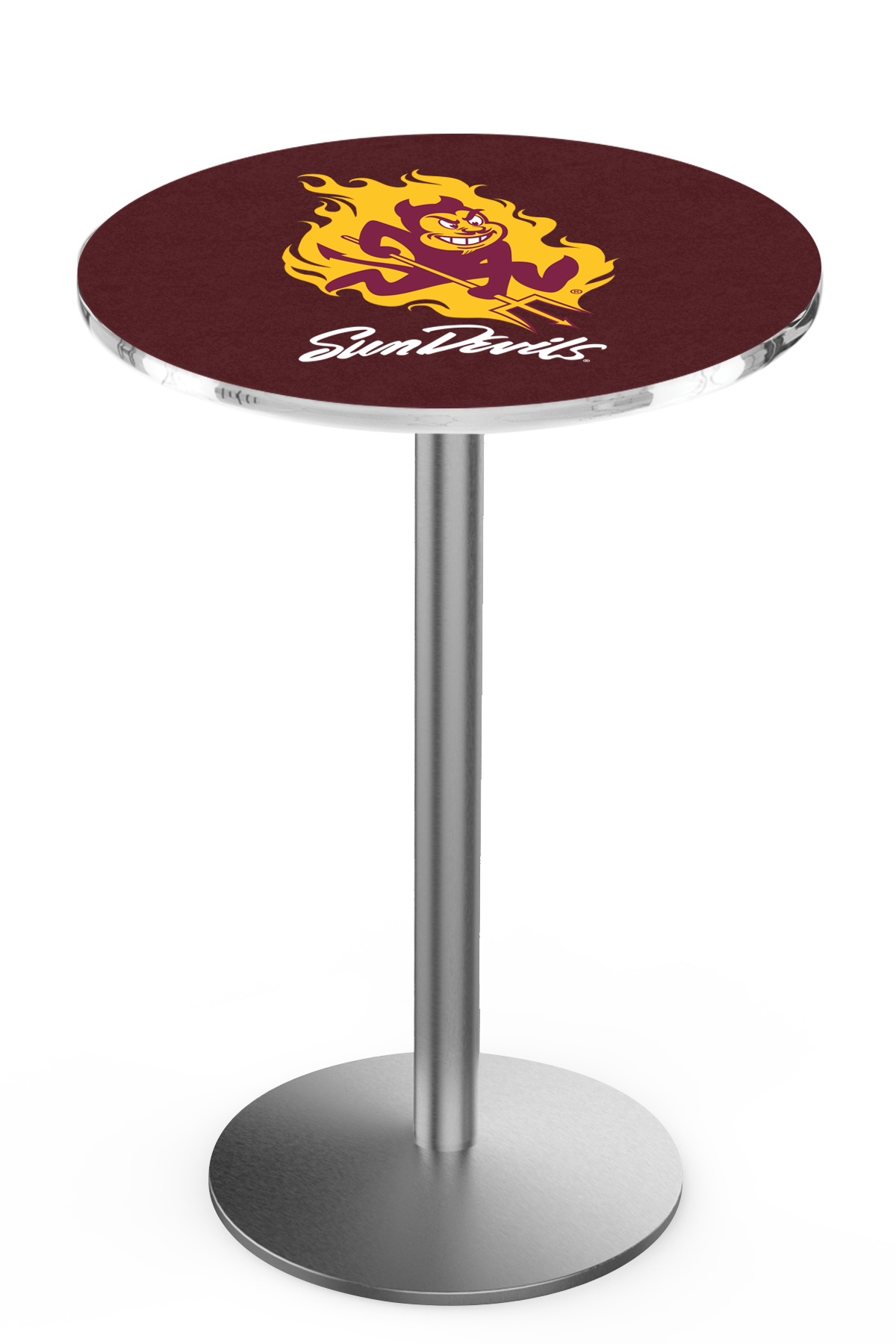 L214 Arizona State University (Sparky) 42" Tall - 36" Top Pub Table with Stainless Finish