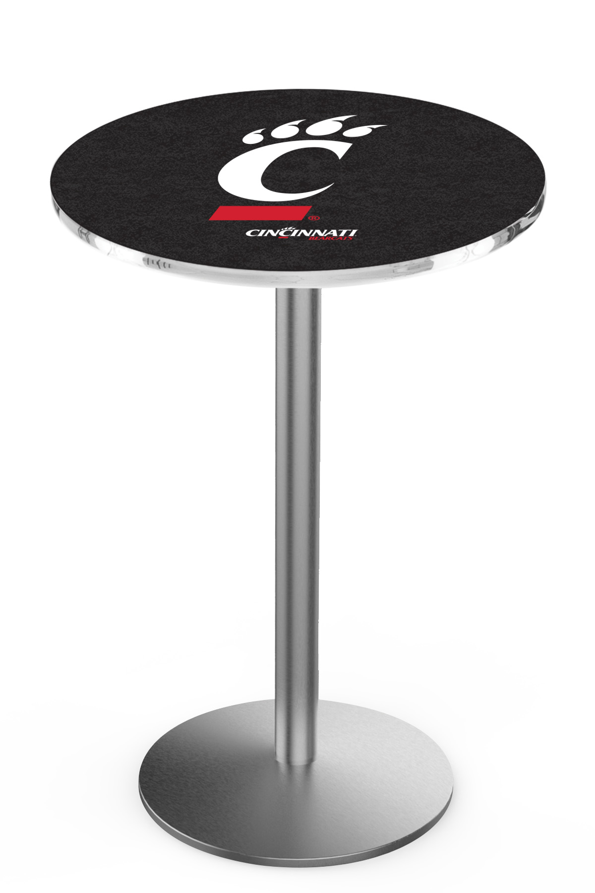 L214 University of Cincinnati 42" Tall - 36" Top Pub Table with Stainless Finish