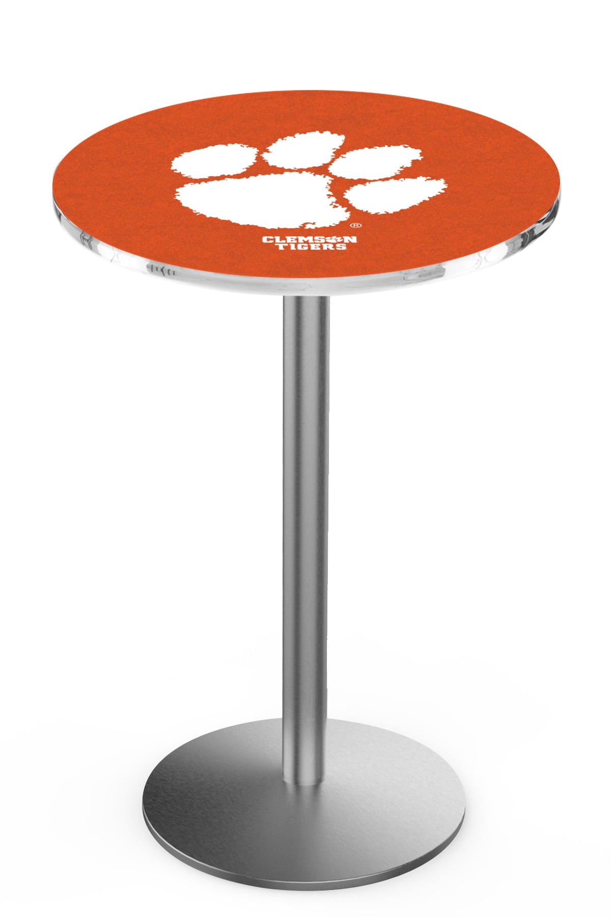L214 Clemson 42" Tall - 36" Top Pub Table with Stainless Finish